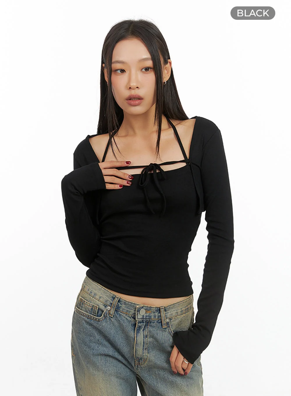 Solid Strap Bolero Cardigan and Cami Set IS427 - Image 12