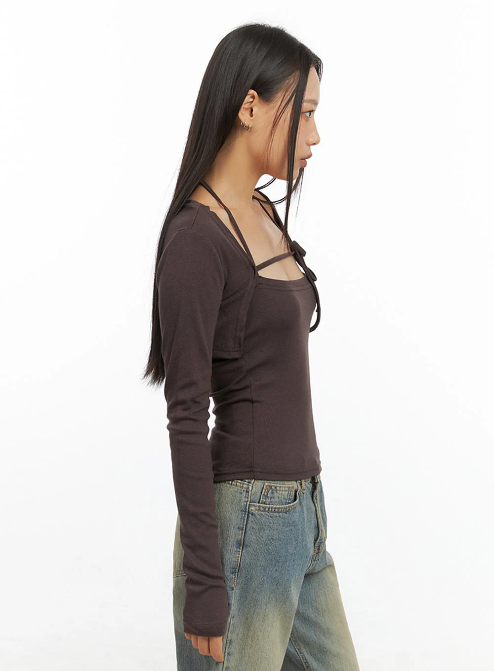 Solid Strap Bolero Cardigan and Cami Set IS427 - Image 6