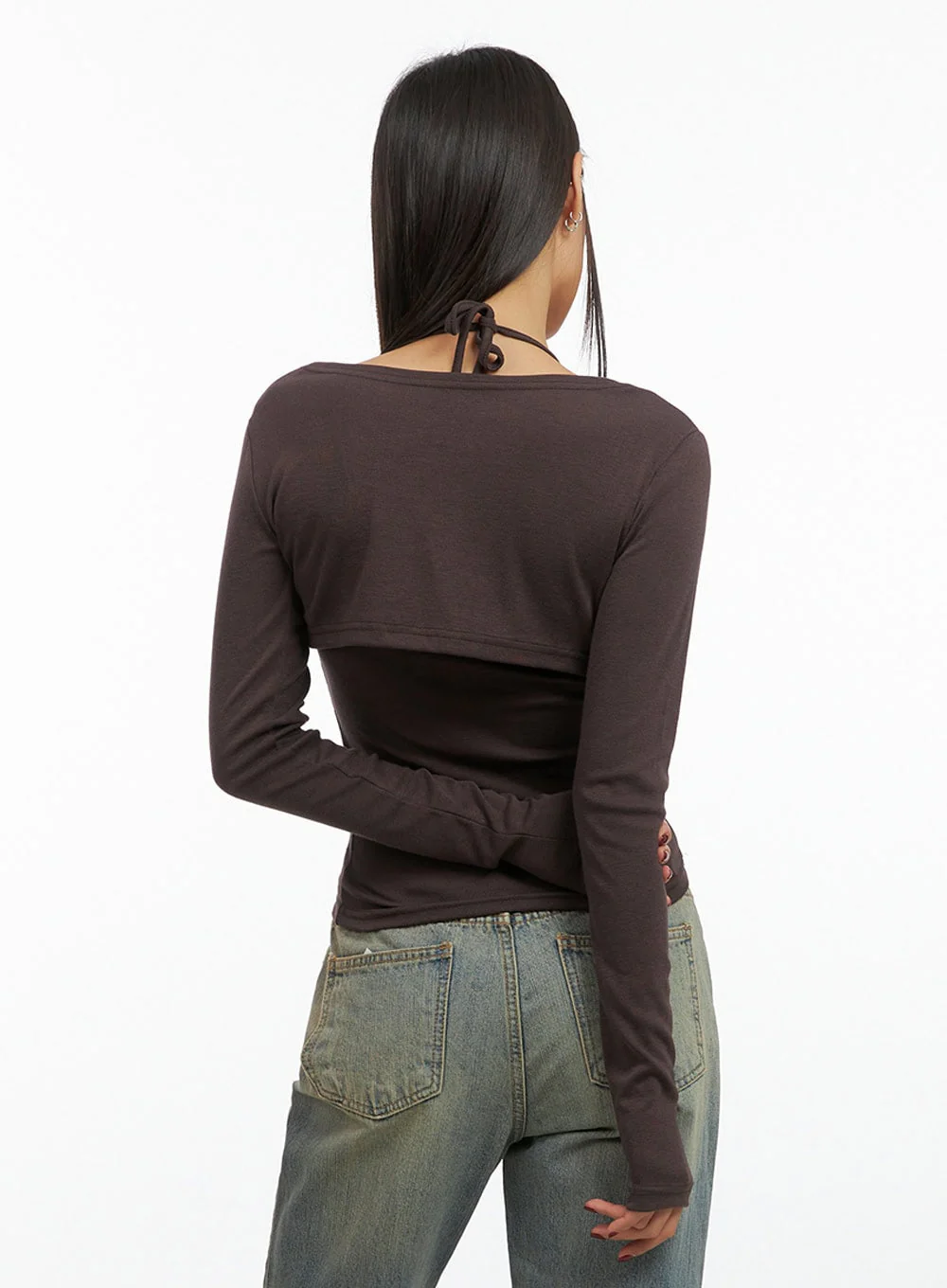 Solid Strap Bolero Cardigan and Cami Set IS427 - Image 7