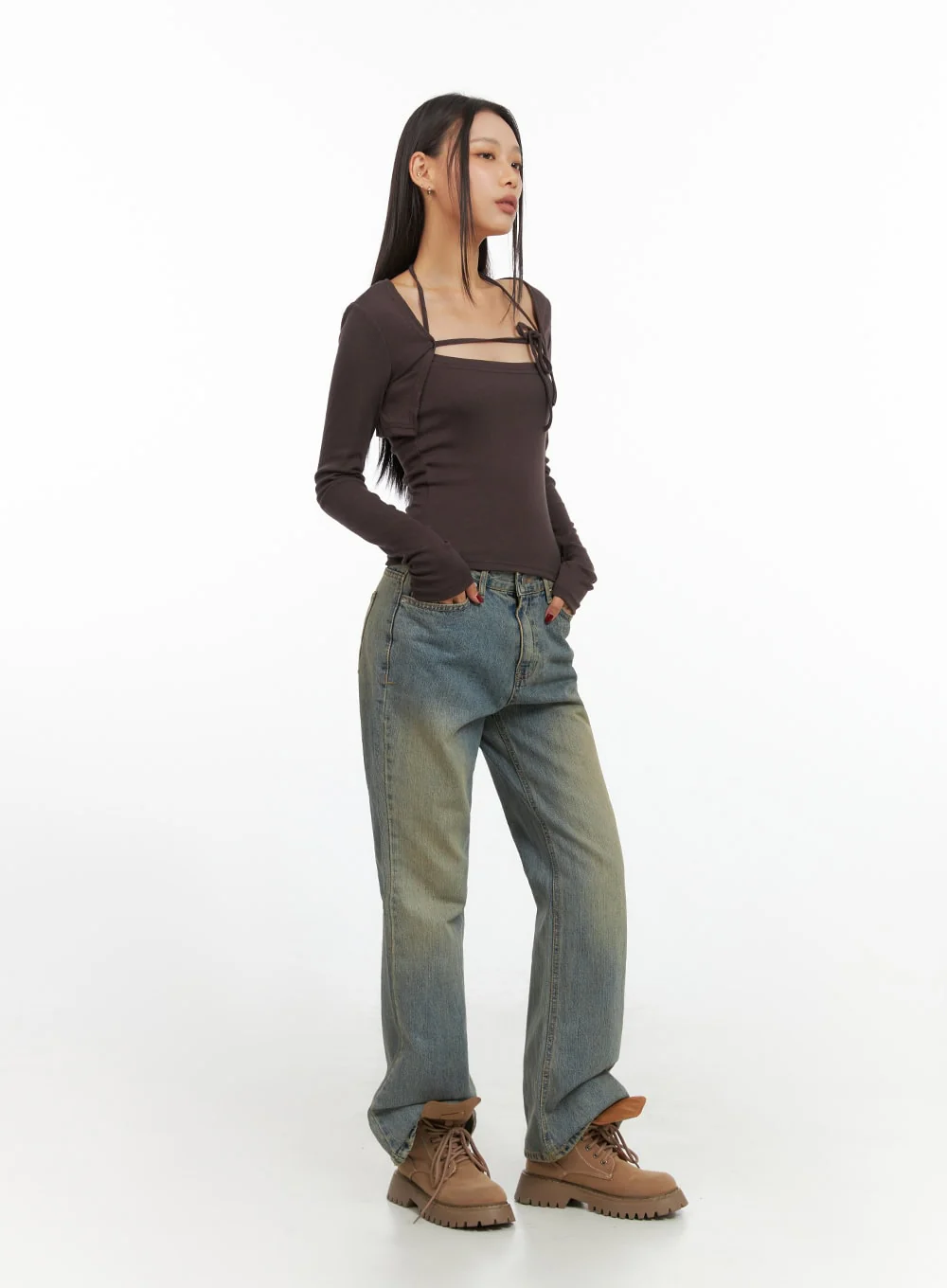 Solid Strap Bolero Cardigan and Cami Set IS427 - Image 8