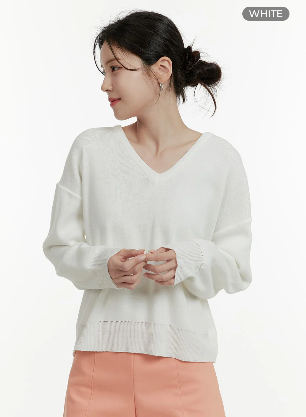 Solid V-Neck Sweater OA405 - Image 7