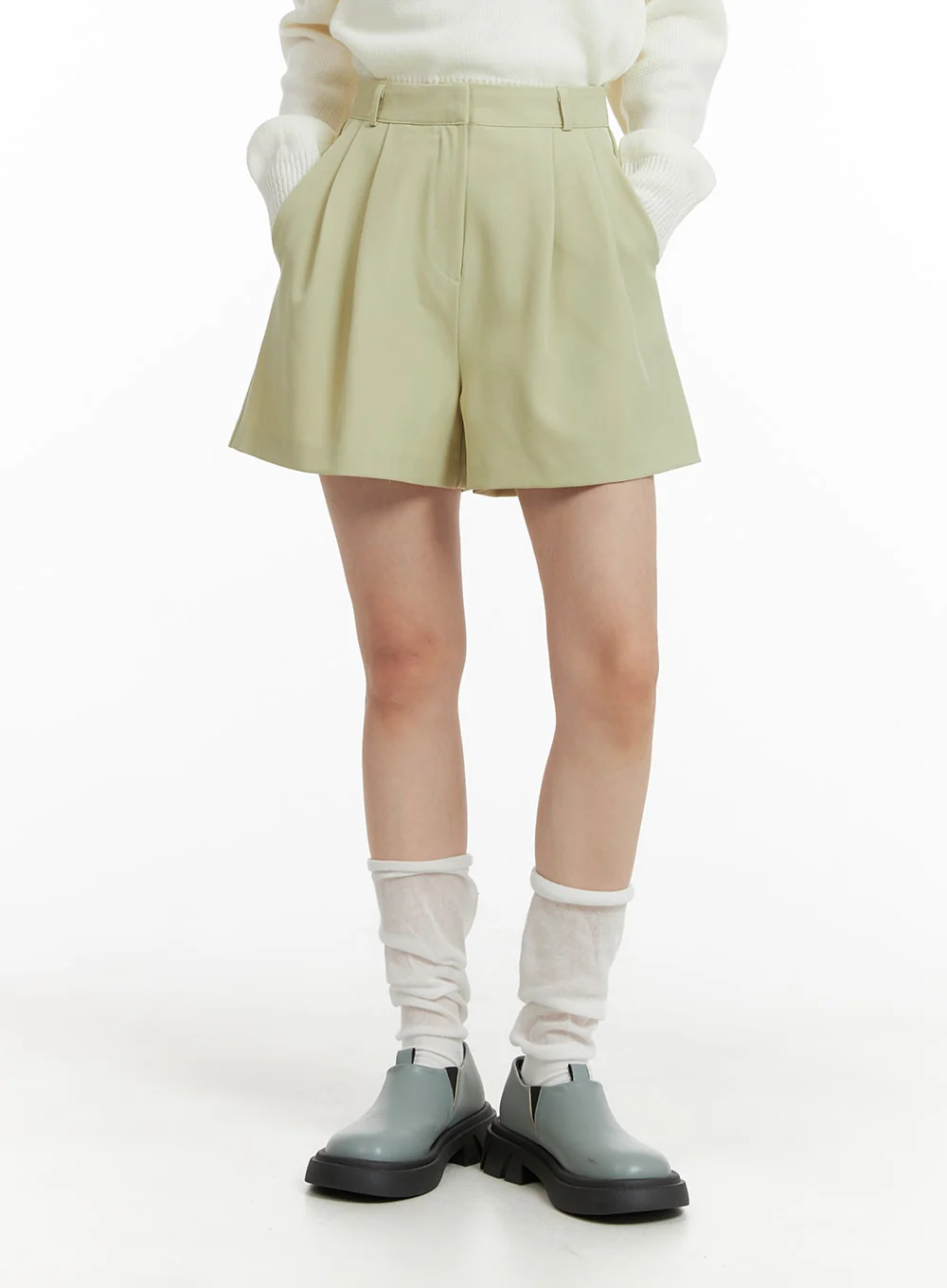 Solid Wide Leg Shorts OM411 - Image 2