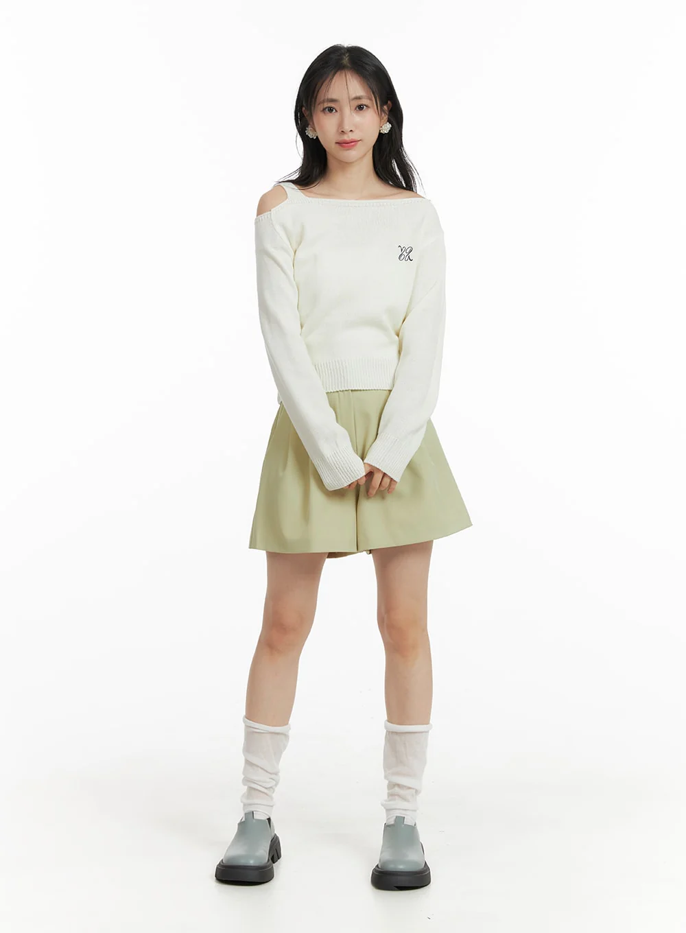 Solid Wide Leg Shorts OM411 - Image 3