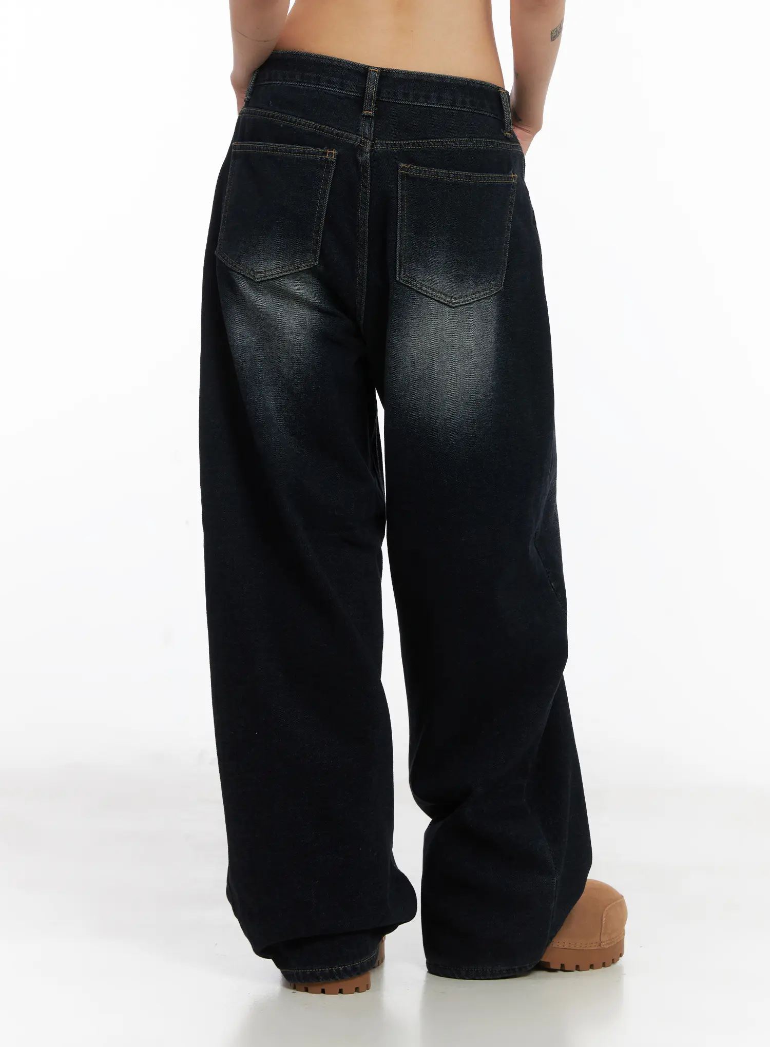 Soph Fleece-Lined Washed Wide-Leg Jeans CD509 - Image 6