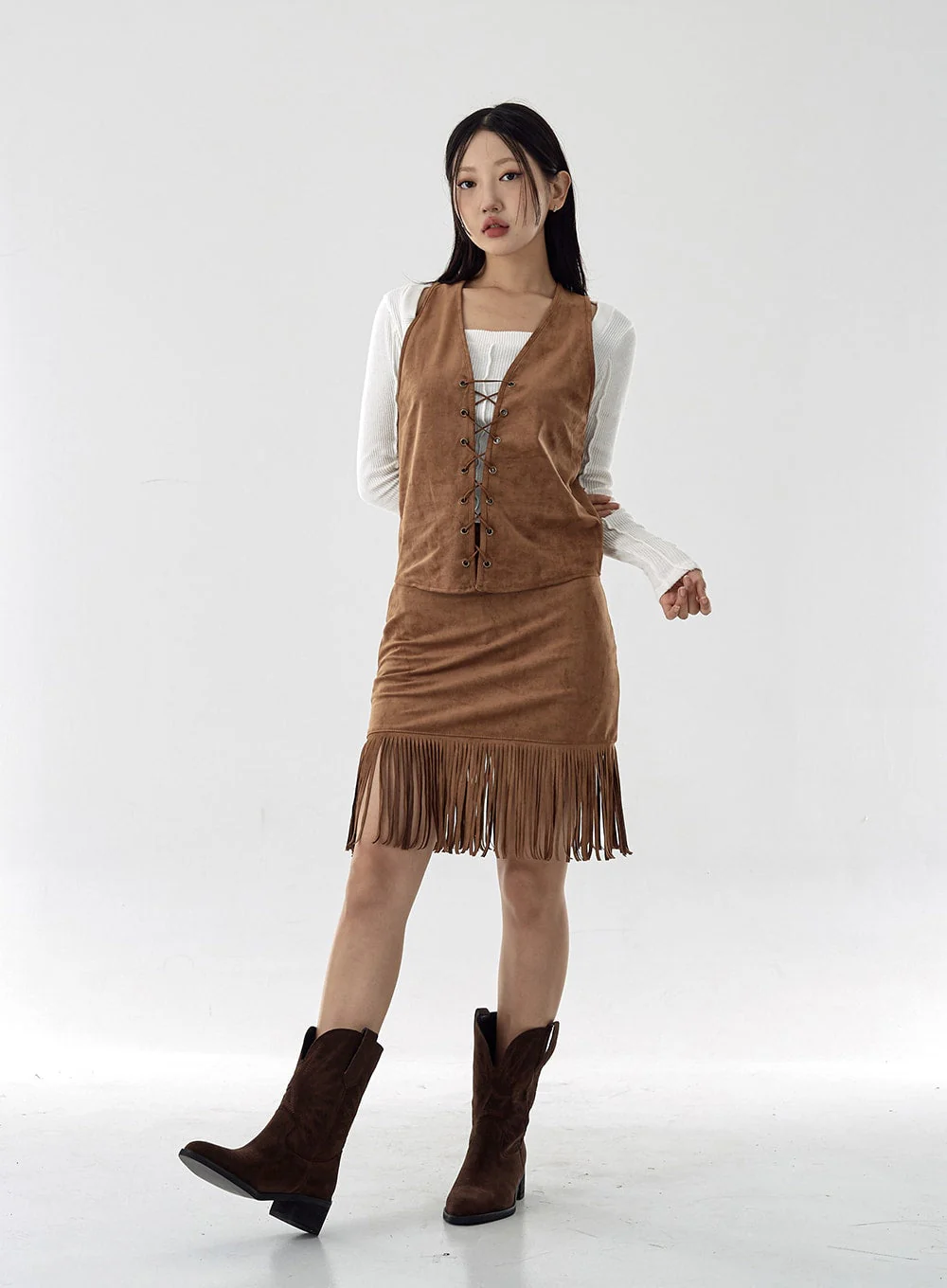 Square Neck Crop Long Sleeve Shirt CG16 - Image 7