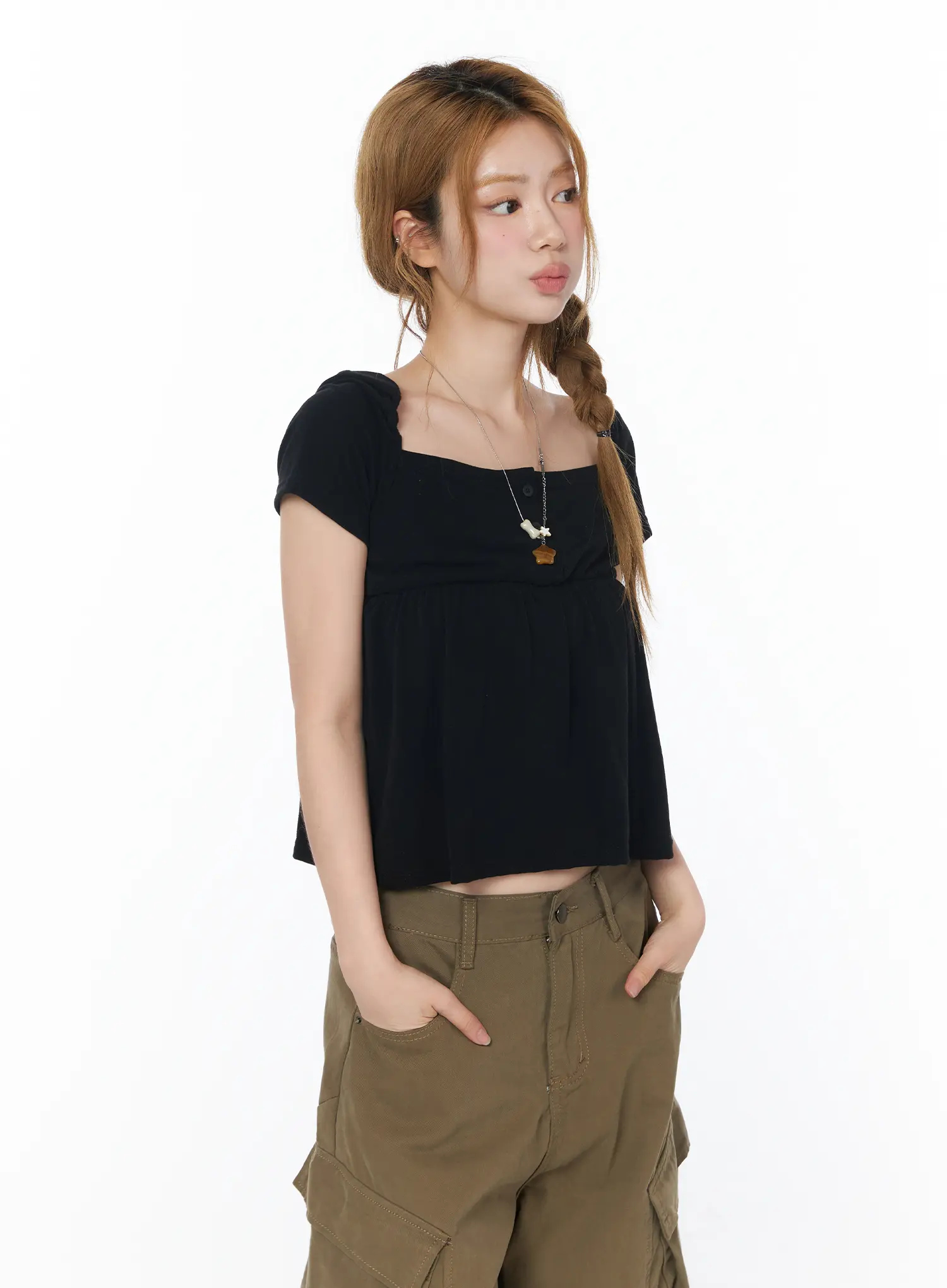 Square-Neck Puff-Sleeve Top CY508 - Image 10