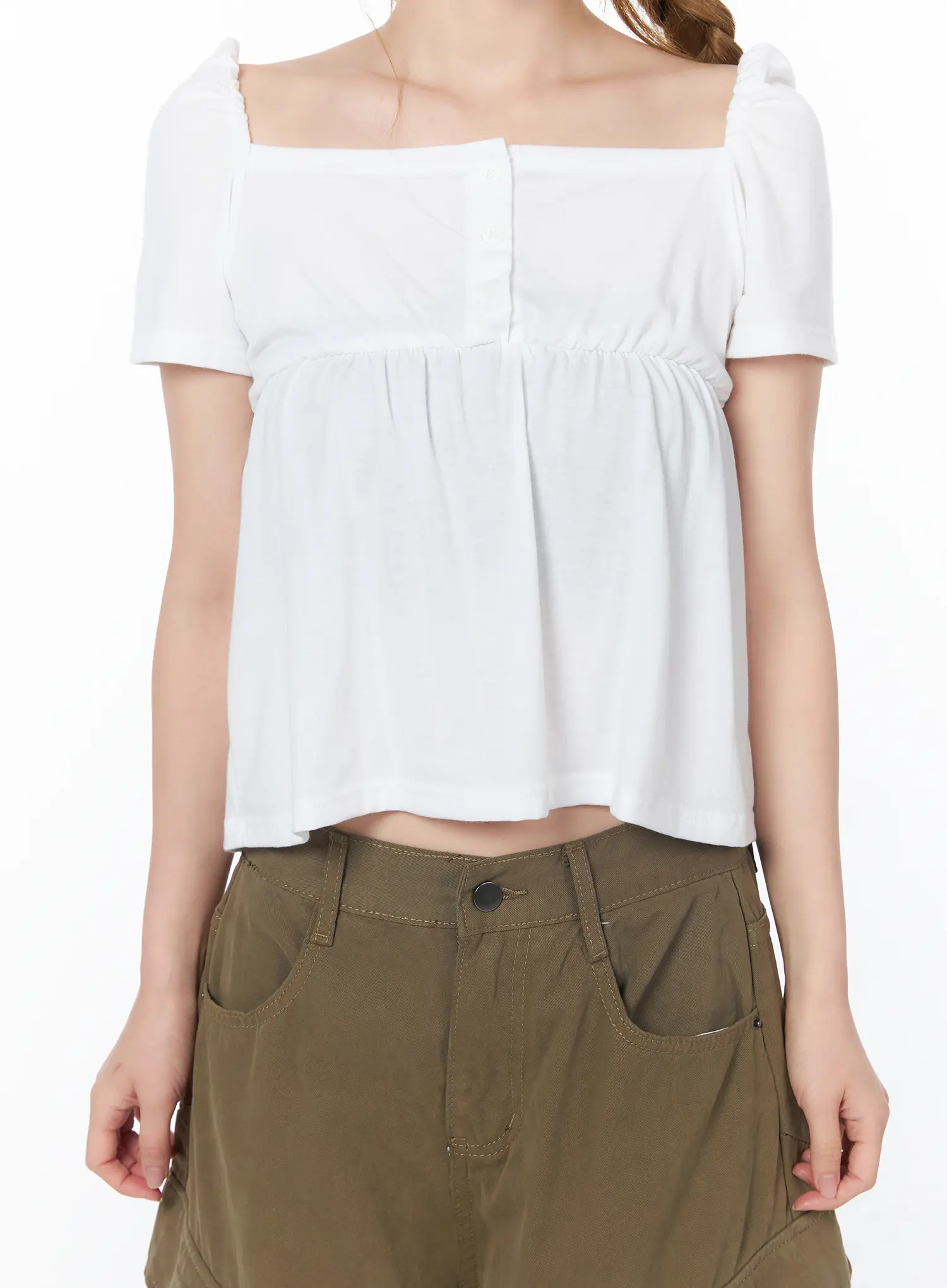 Square-Neck Puff-Sleeve Top CY508 - Image 8