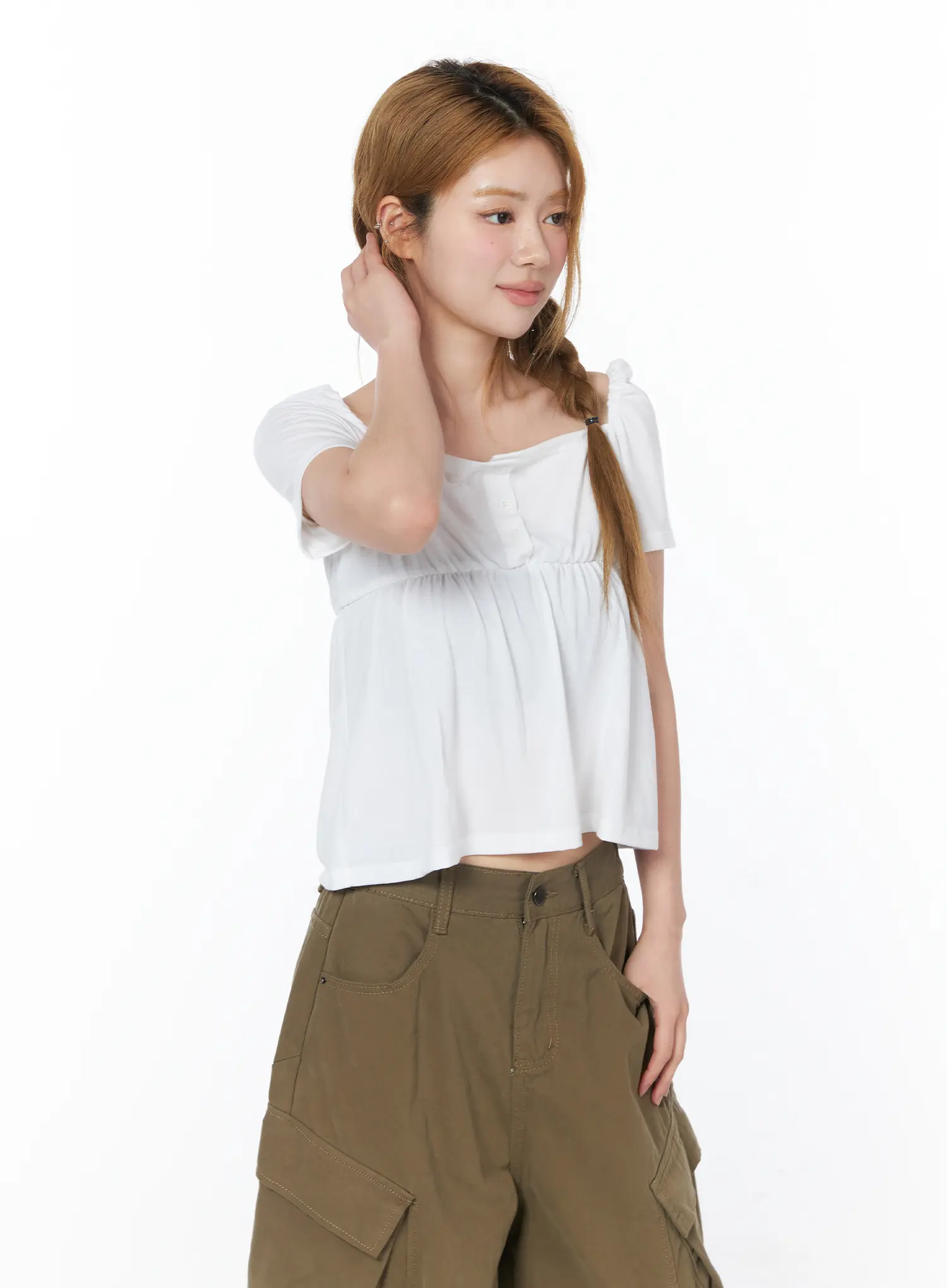 Square-Neck Puff-Sleeve Top CY508 - Image 9