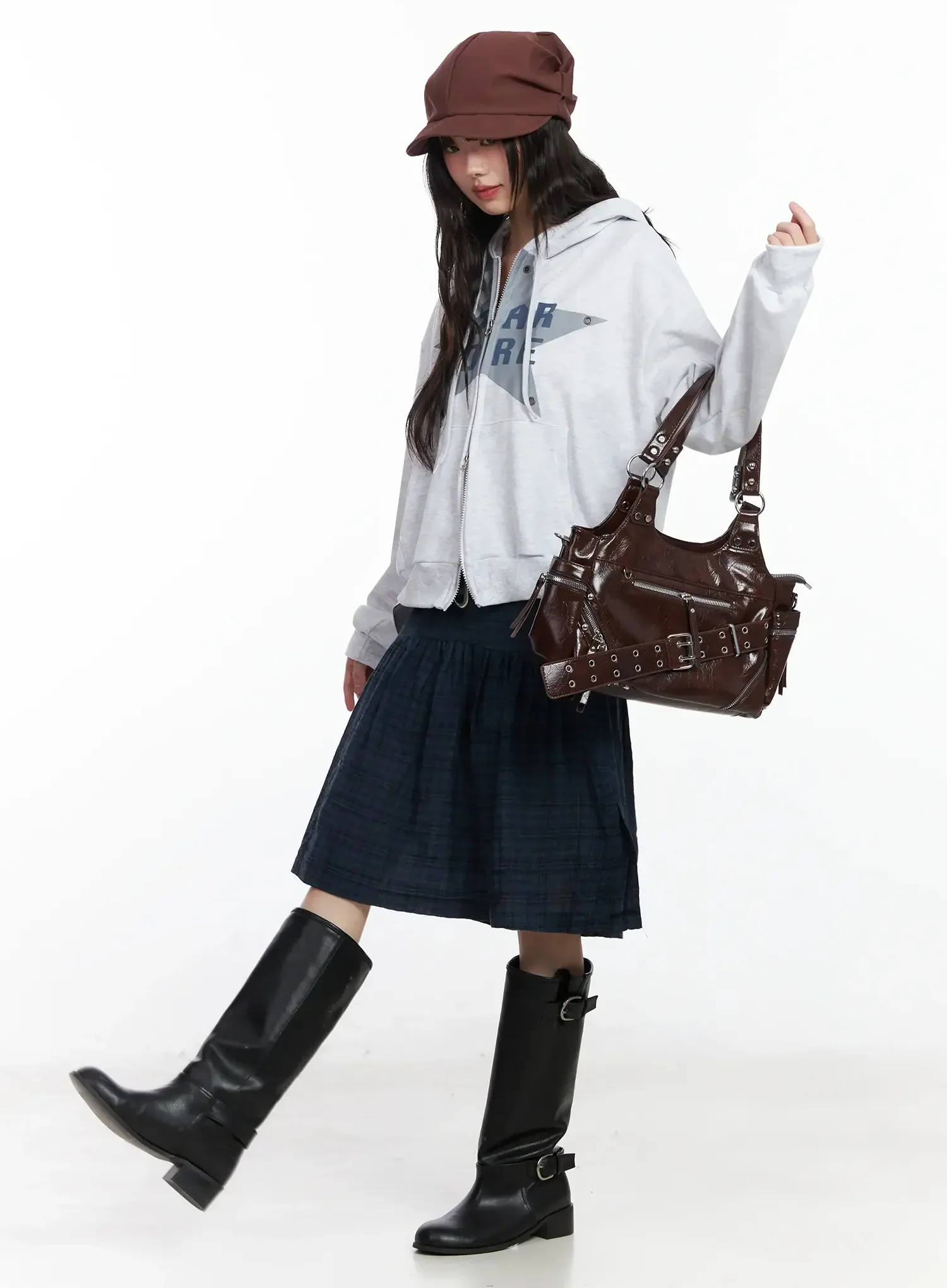Star Core Eyelet Graphic Hoodie IF505
