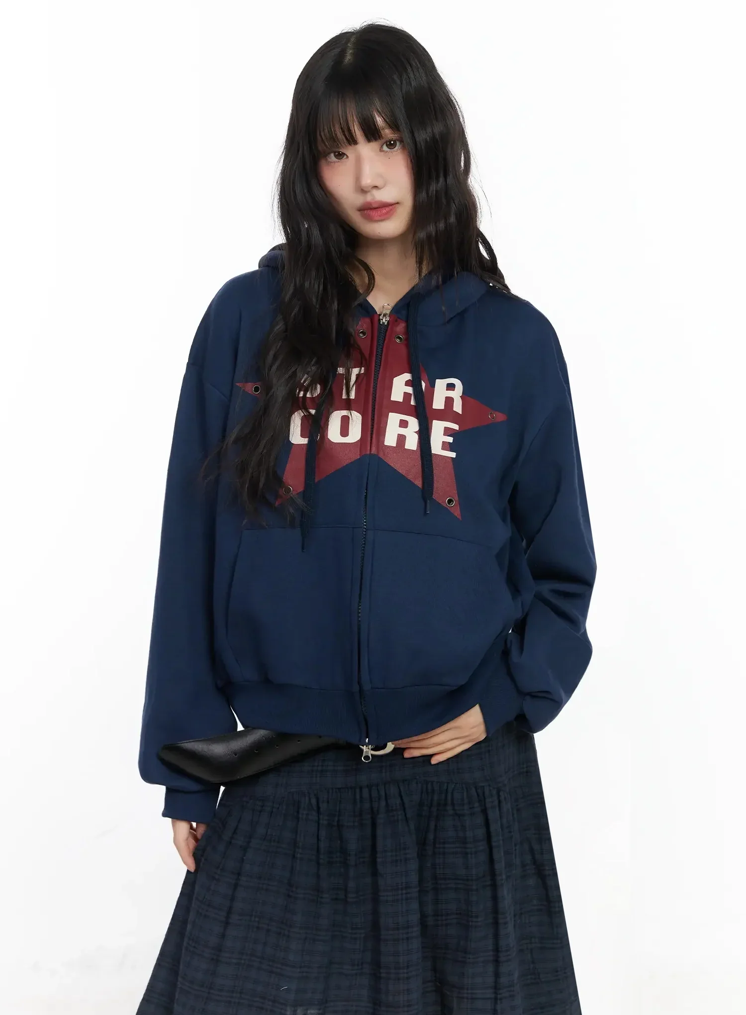 Star Core Eyelet Graphic Hoodie IF505 - Image 2