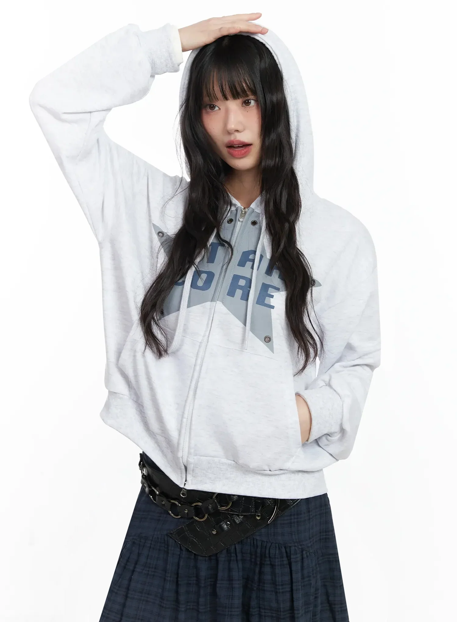 Star Core Eyelet Graphic Hoodie IF505 - Image 3