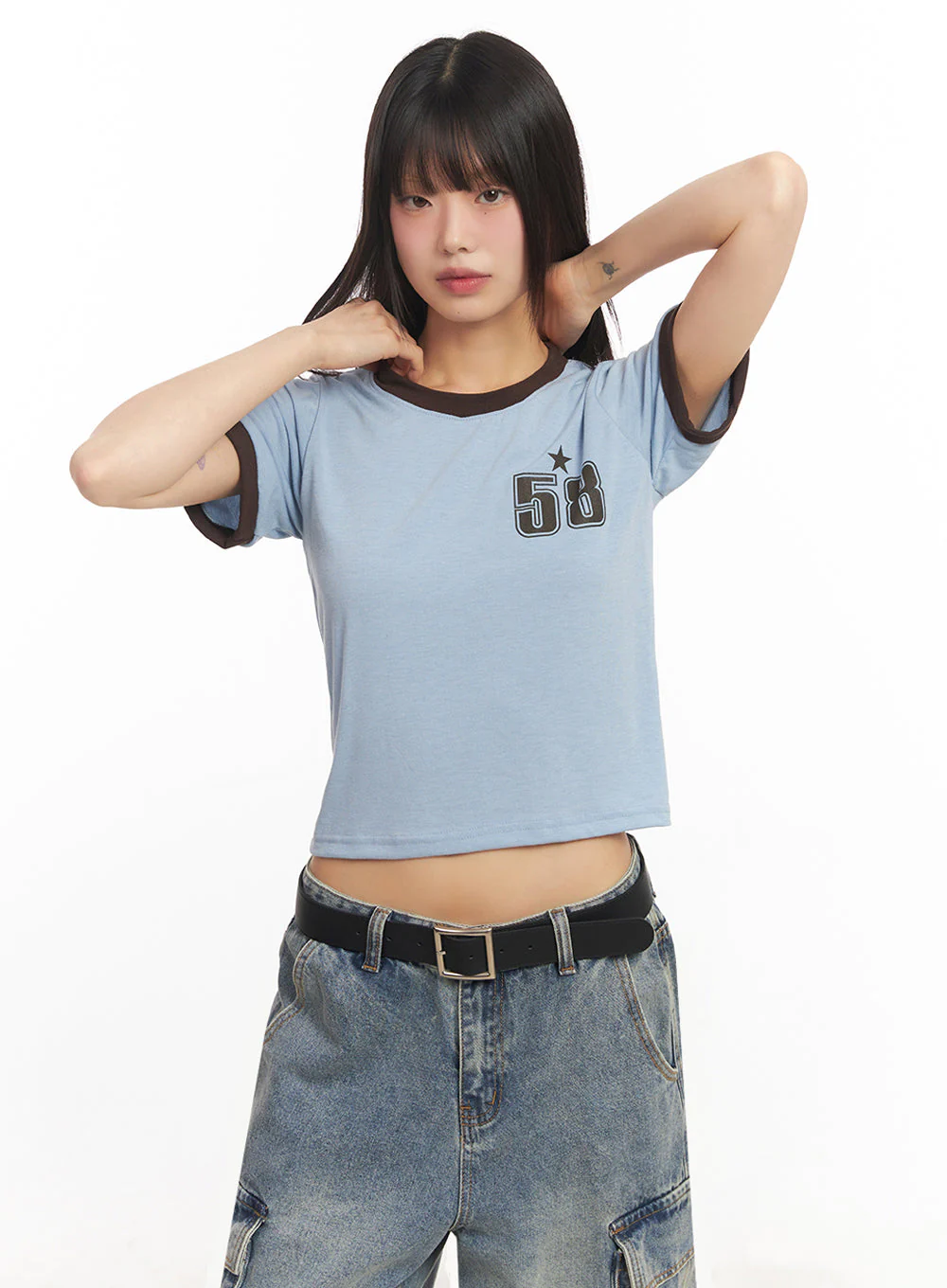Star Number Graphic Crop Top IY502 - Image 16
