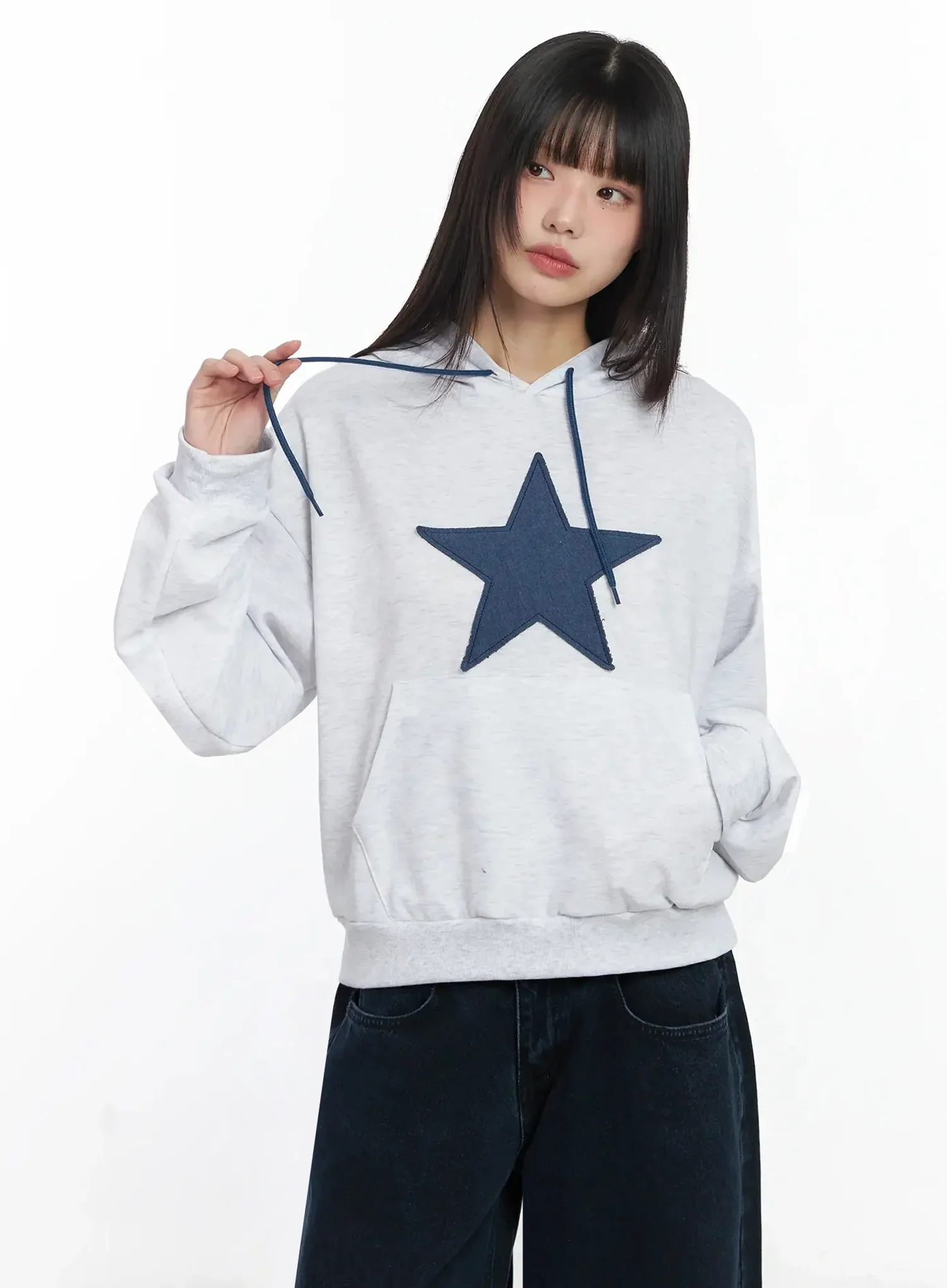 Star Patch Cotton Hoodie IF505 - Image 7