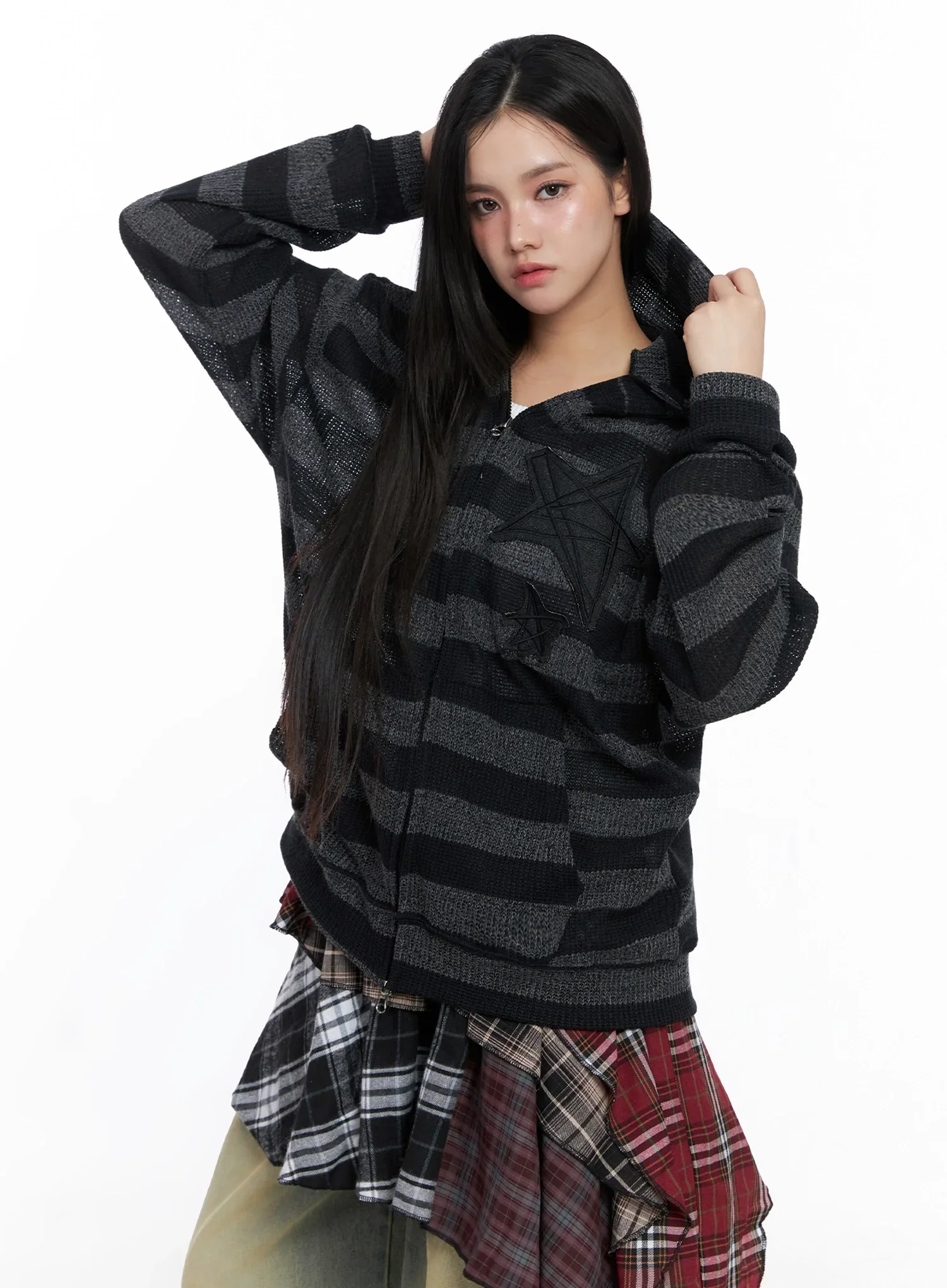 Star Patch Striped Zip-Up IS525 - Image 6