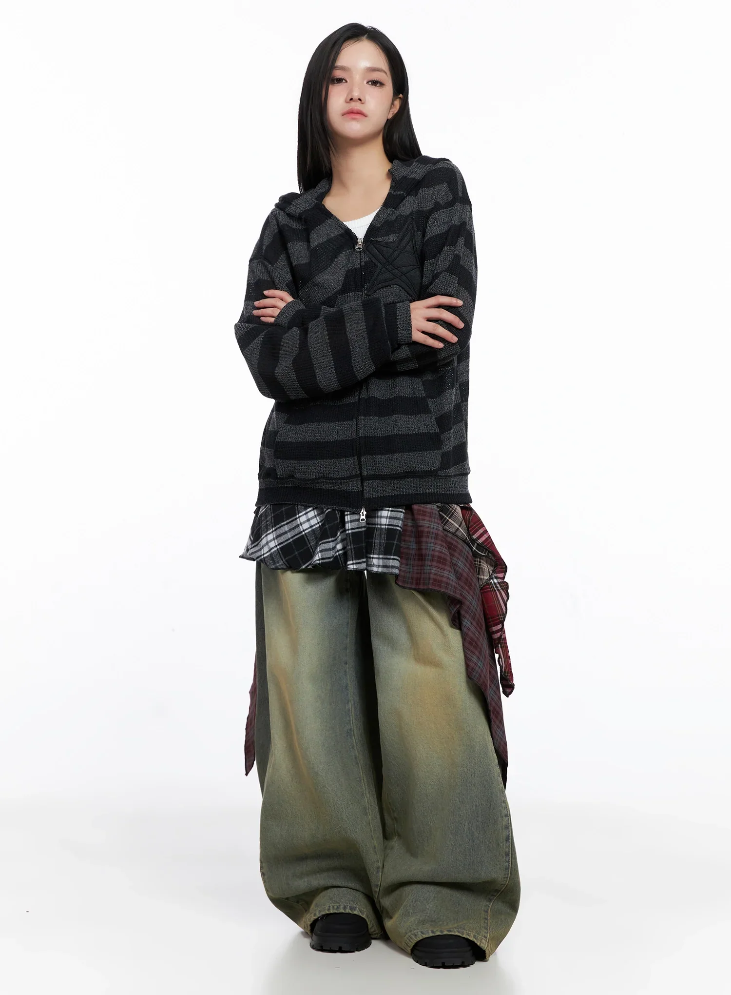 Star Patch Striped Zip-Up IS525 - Image 8