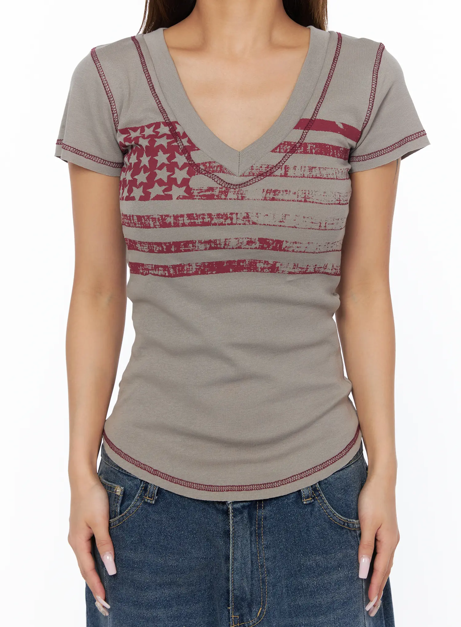 Star-Spangled V-Neck Tee CA517 - Image 8