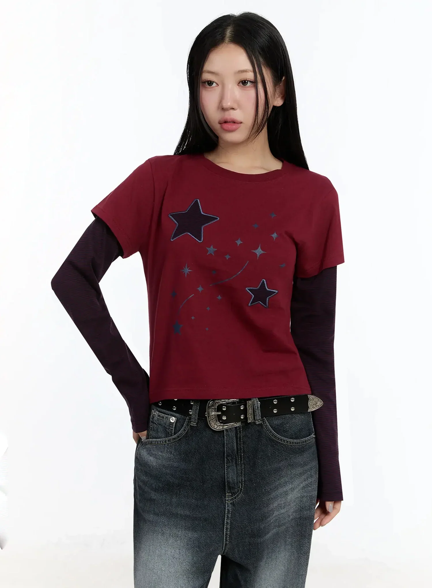 Star-Themed Layered Sleeve Top IM509 - Image 16