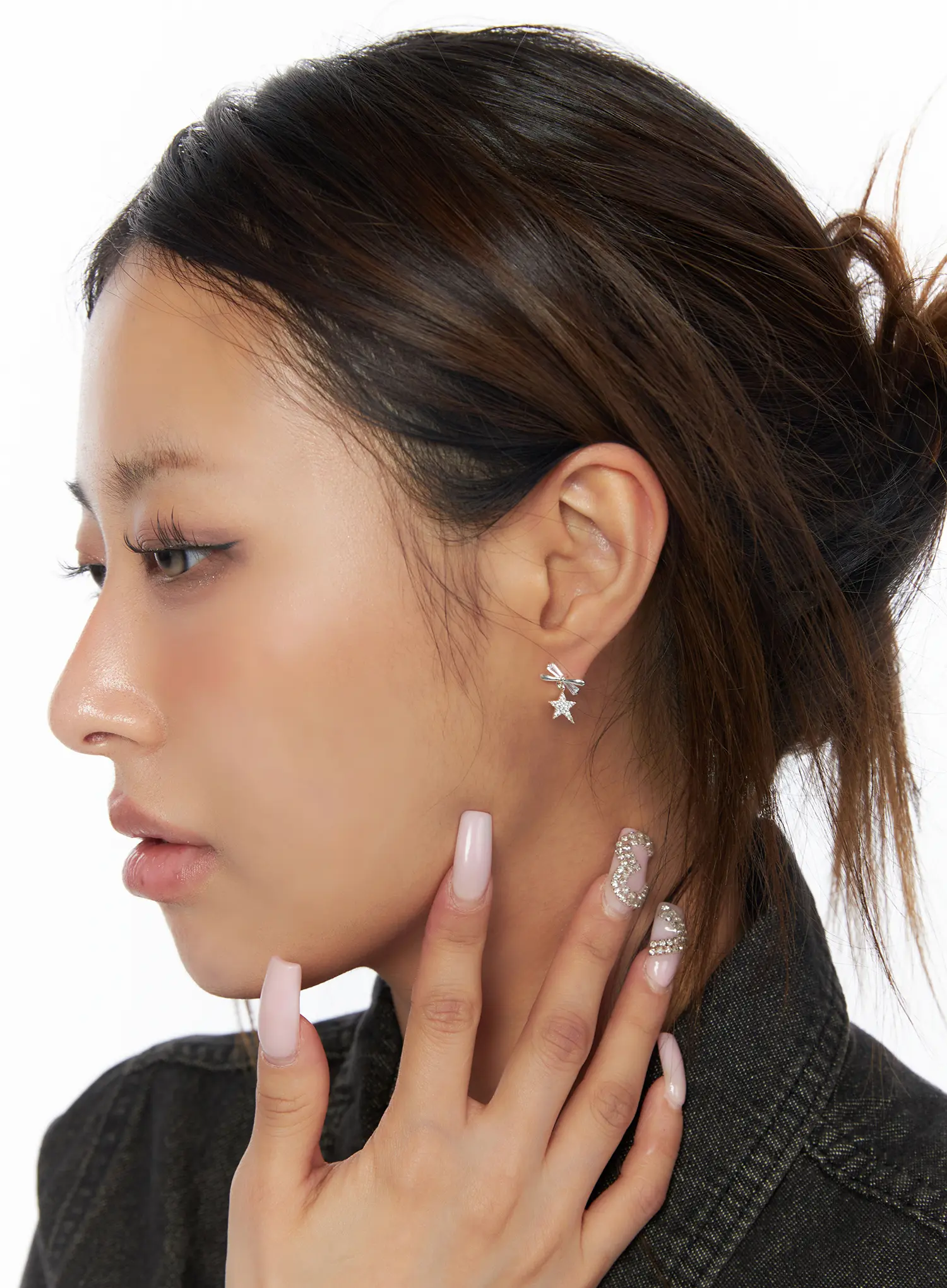 Starry Bow Cubic Earrings CA517 - Image 2