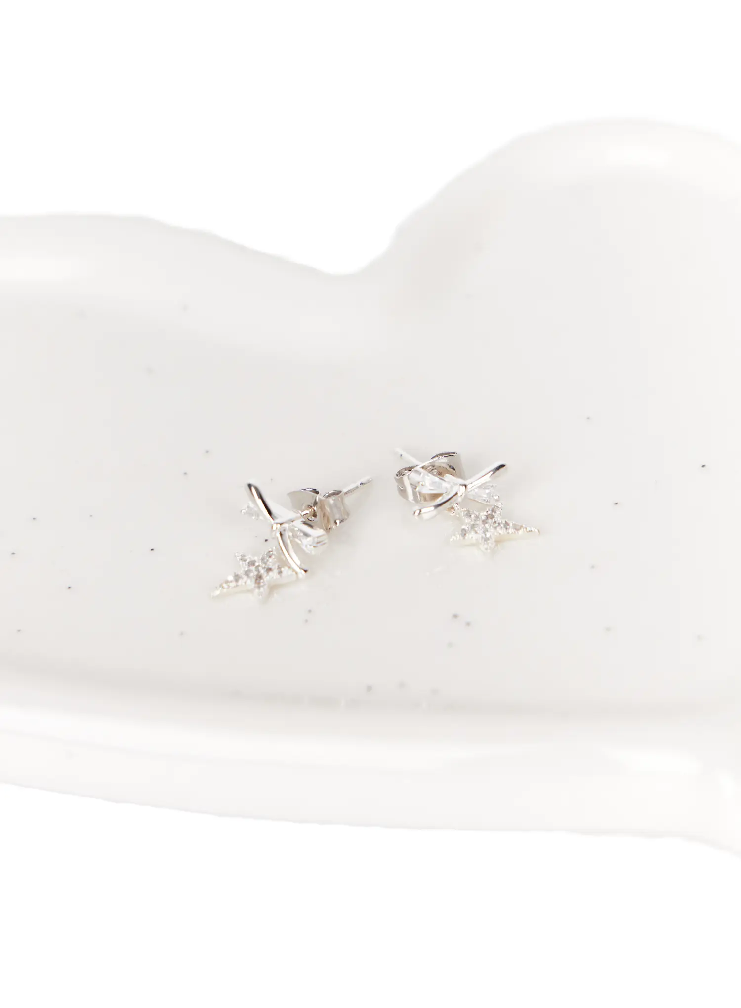 Starry Bow Cubic Earrings CA517 - Image 7