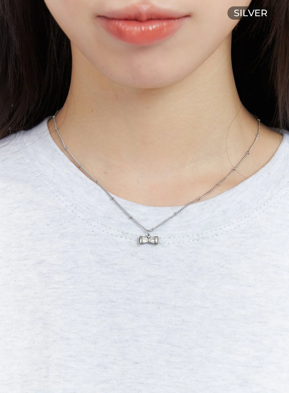 Steel Ribbon Necklace IG406 - Image 4