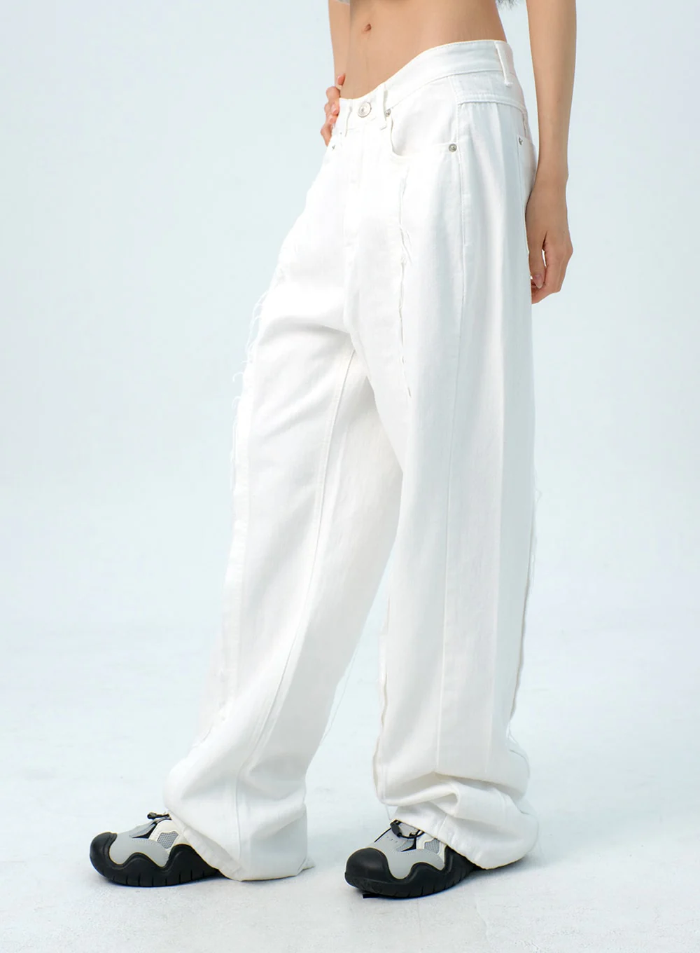 Stitch Detail Wide Fit Pants IG313 - Image 2