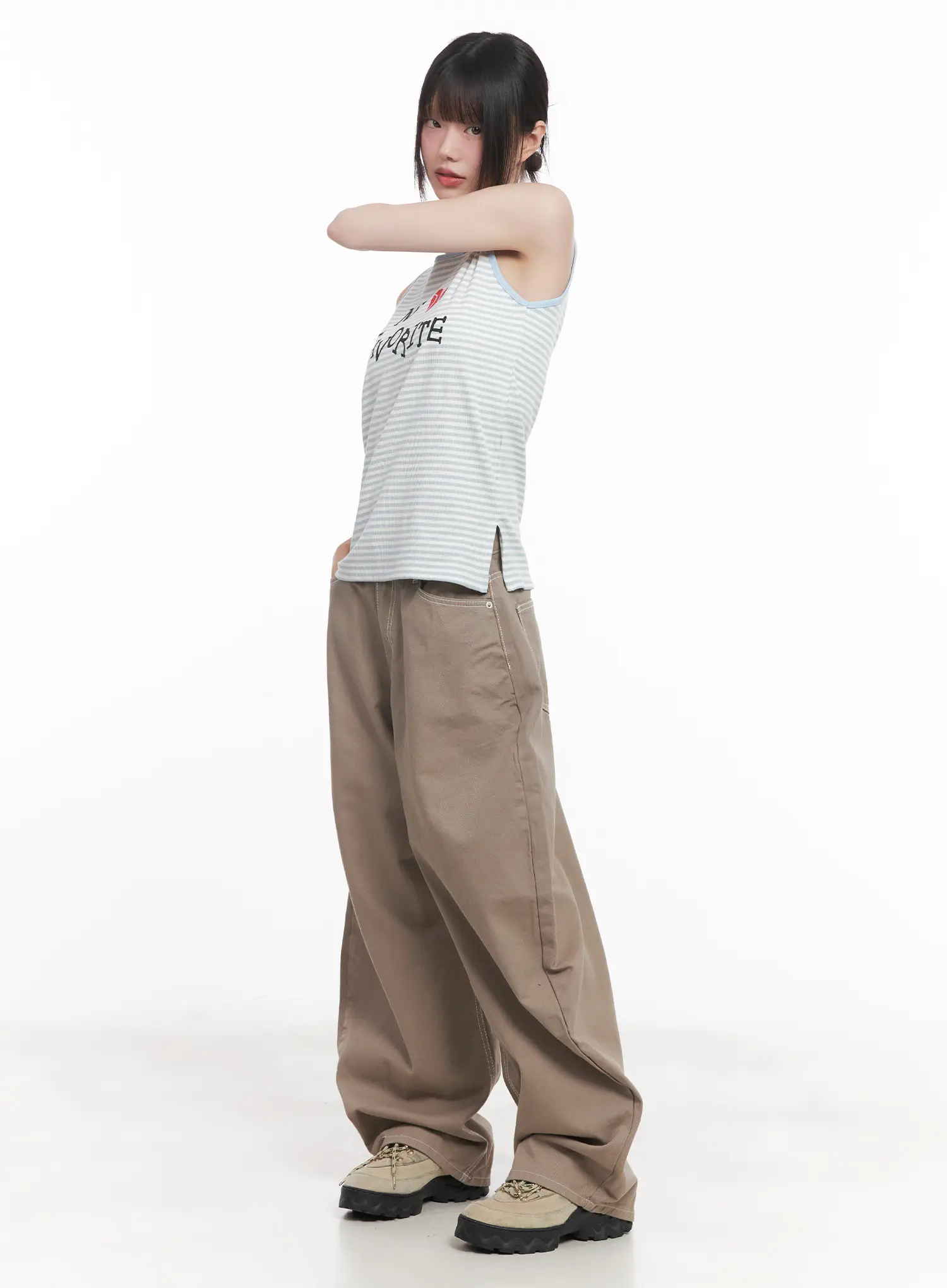 Stitched Wide-Fit Pants CU518 - Image 4