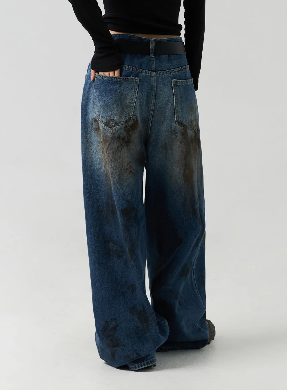 Street-Style Wide Fit Washed Jeans CO323 - Image 6
