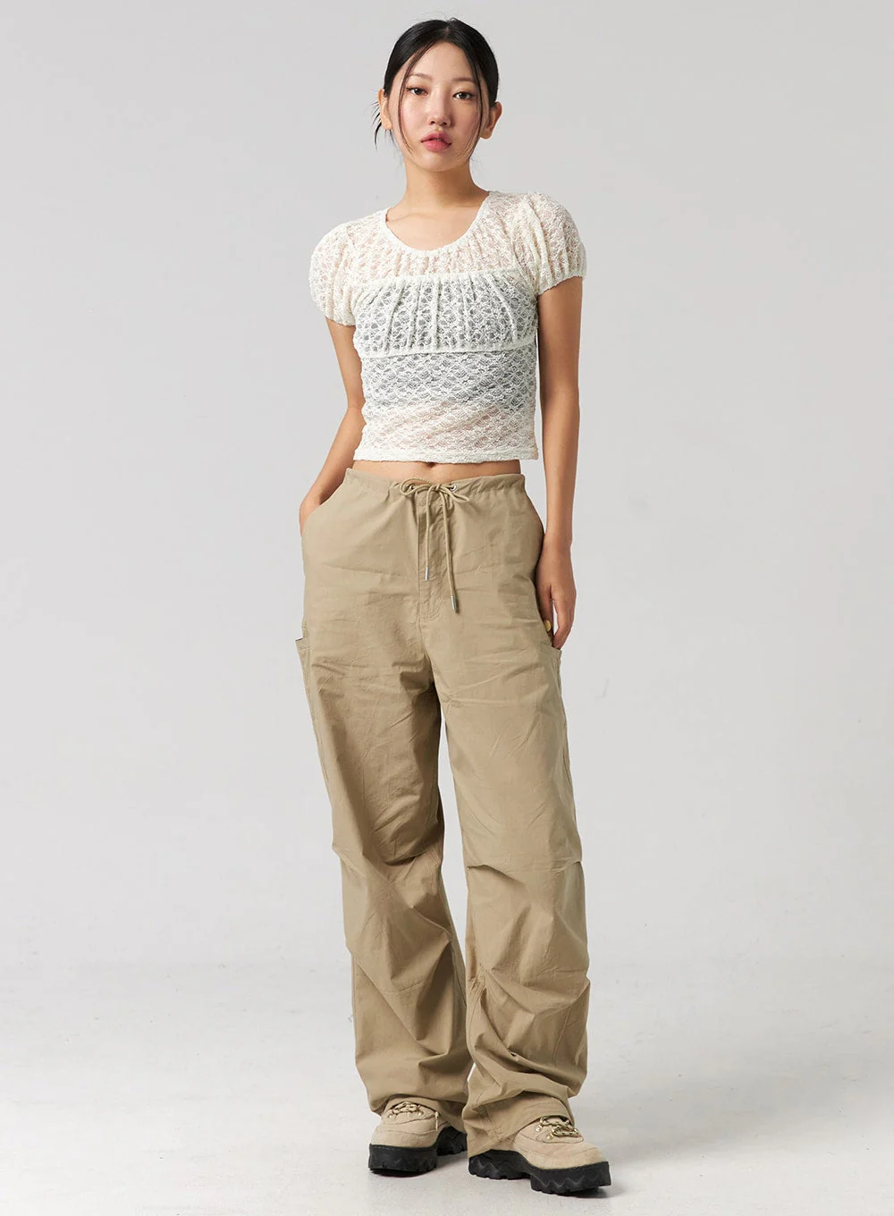 String Detail Wide Pants CG319
