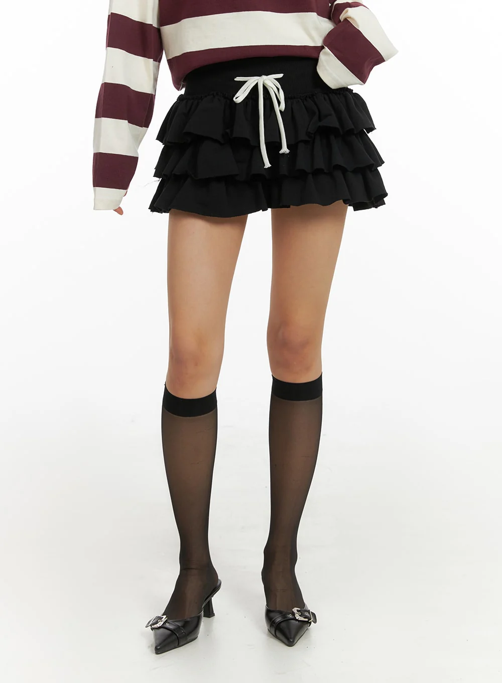 String Waist Ruffle Mini Skirt IA417 - Image 2