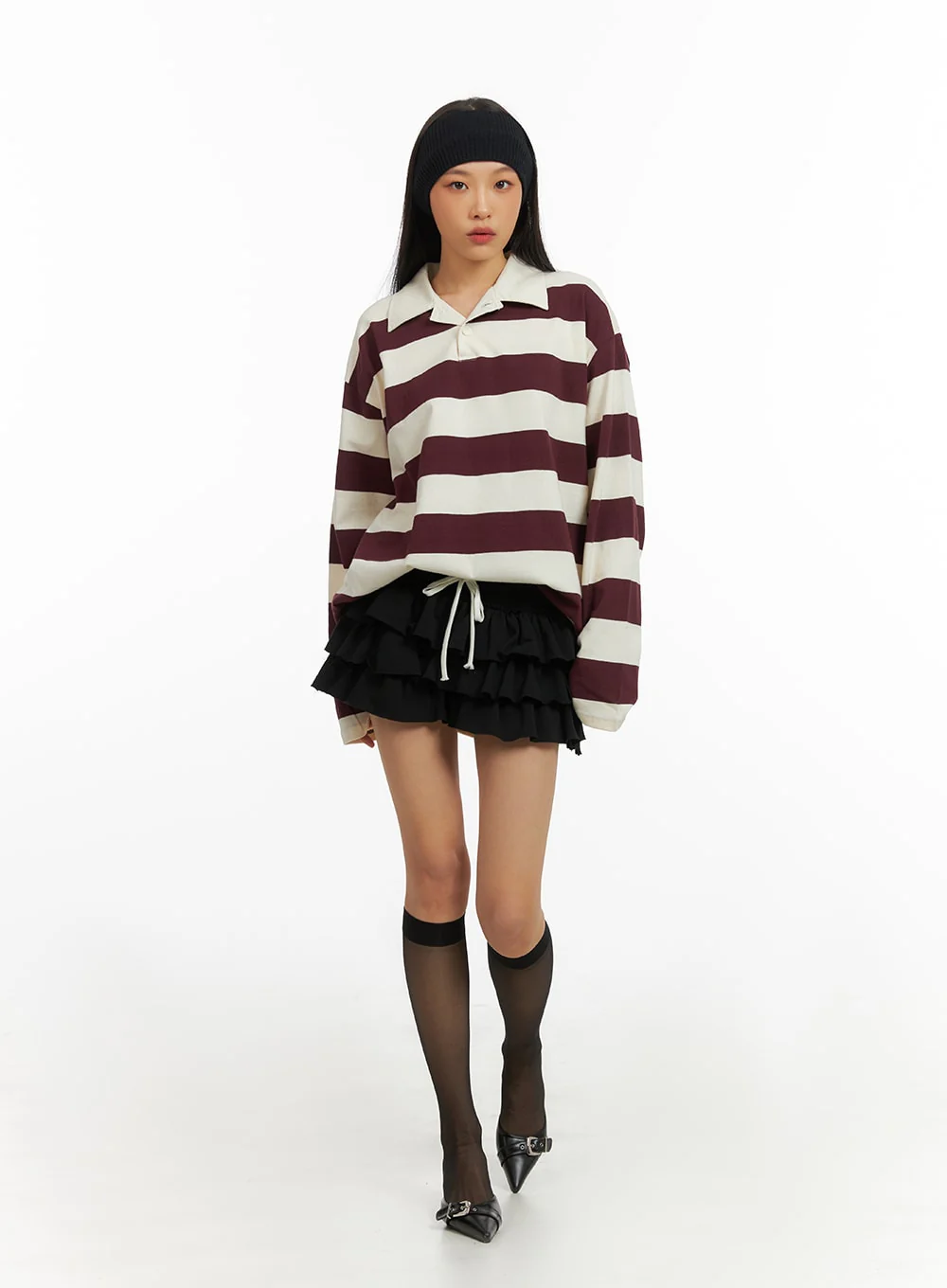 String Waist Ruffle Mini Skirt IA417 - Image 7