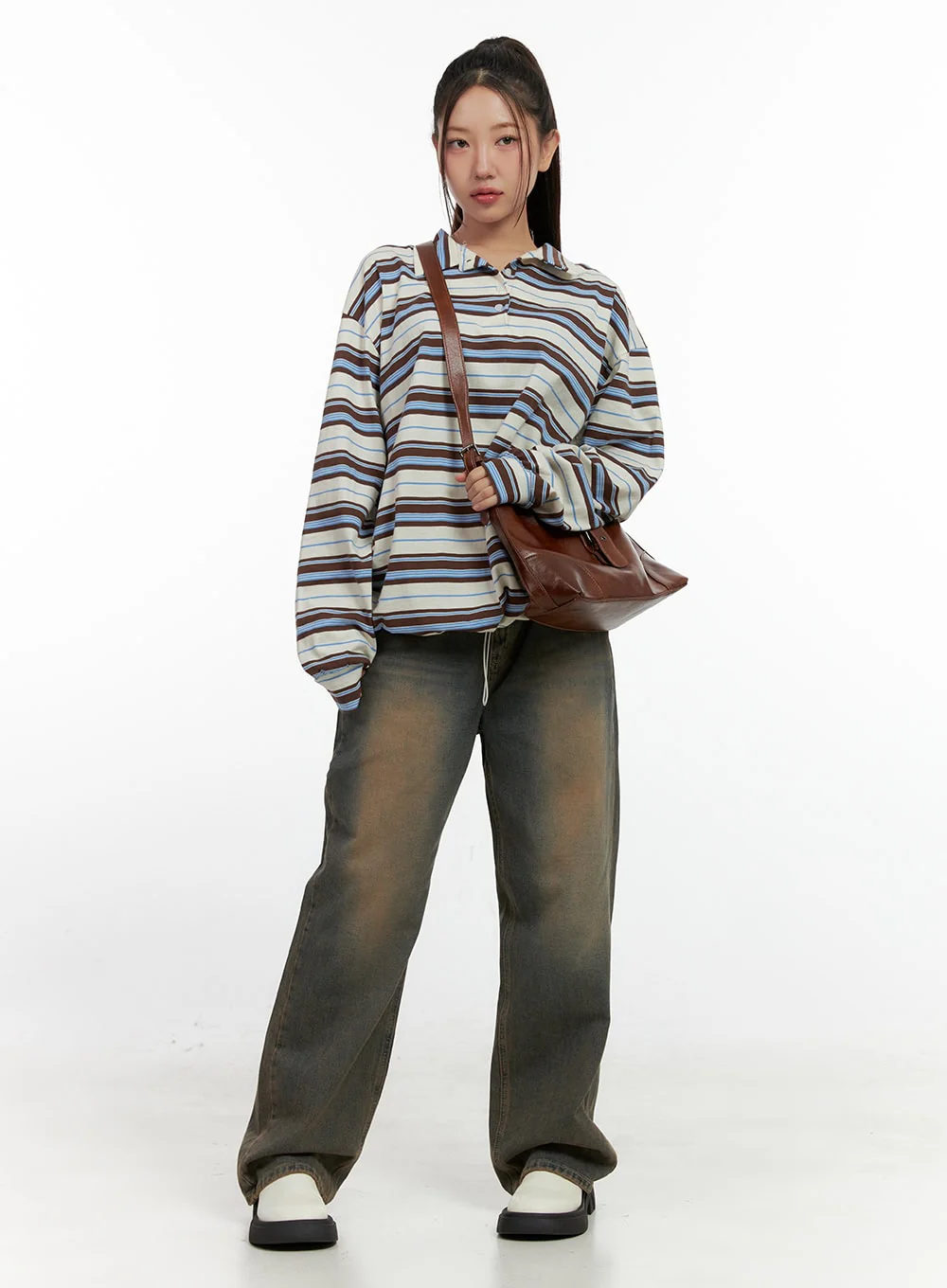 Stripe Buttoned Collar TShirt CN412 - Image 2