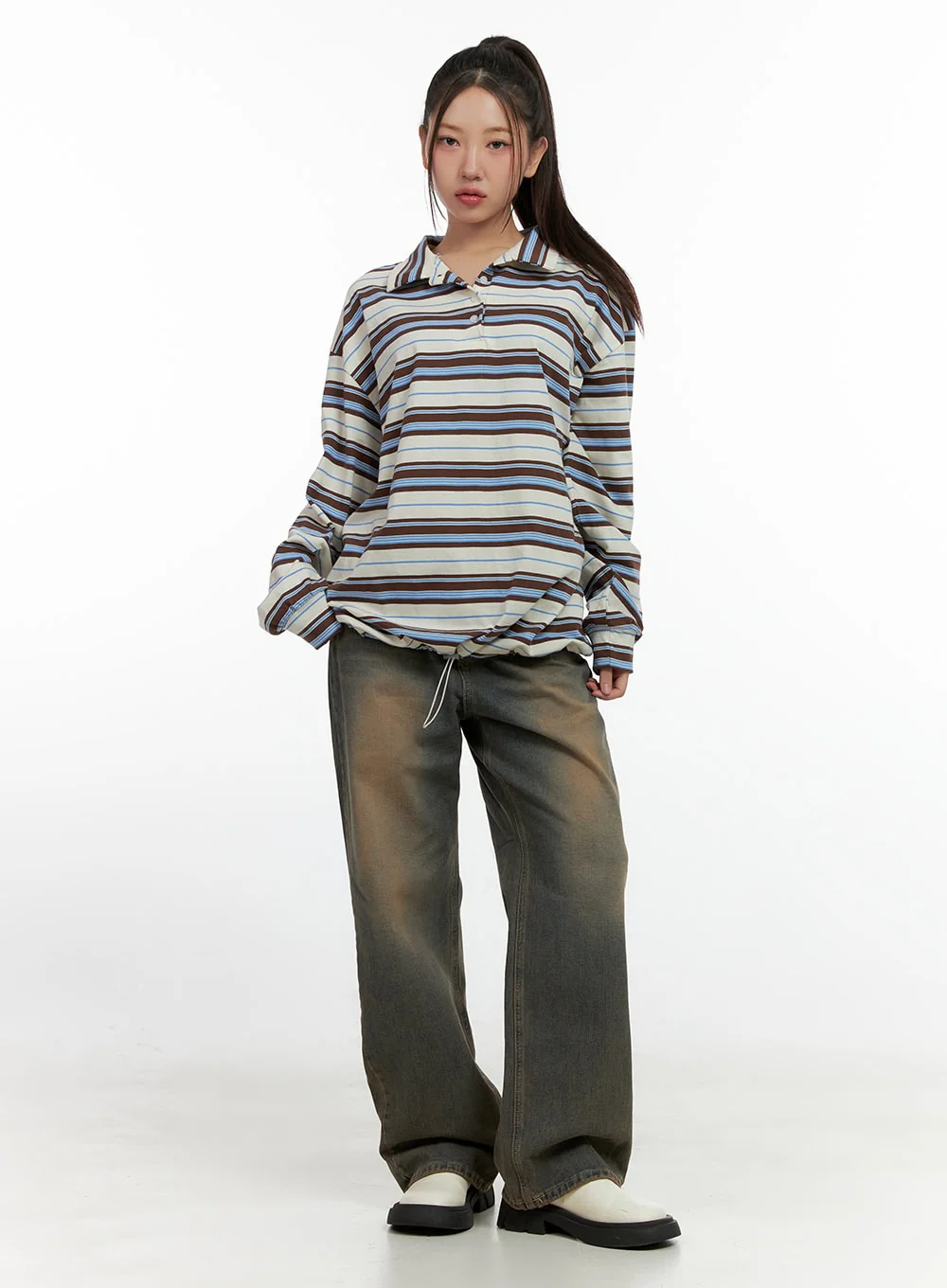 Stripe Buttoned Collar TShirt CN412 - Image 6