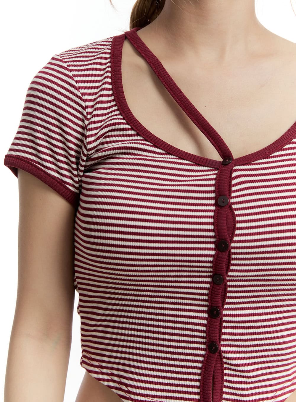 Stripe Buttoned Crop Top CY501 - Image 6