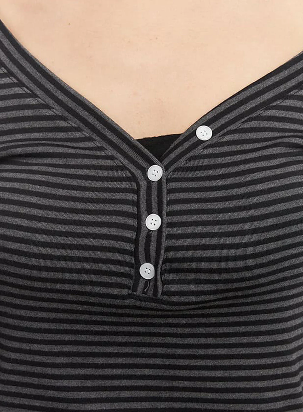 Stripe Buttoned Long-Sleeve Top IM524 - Image 3