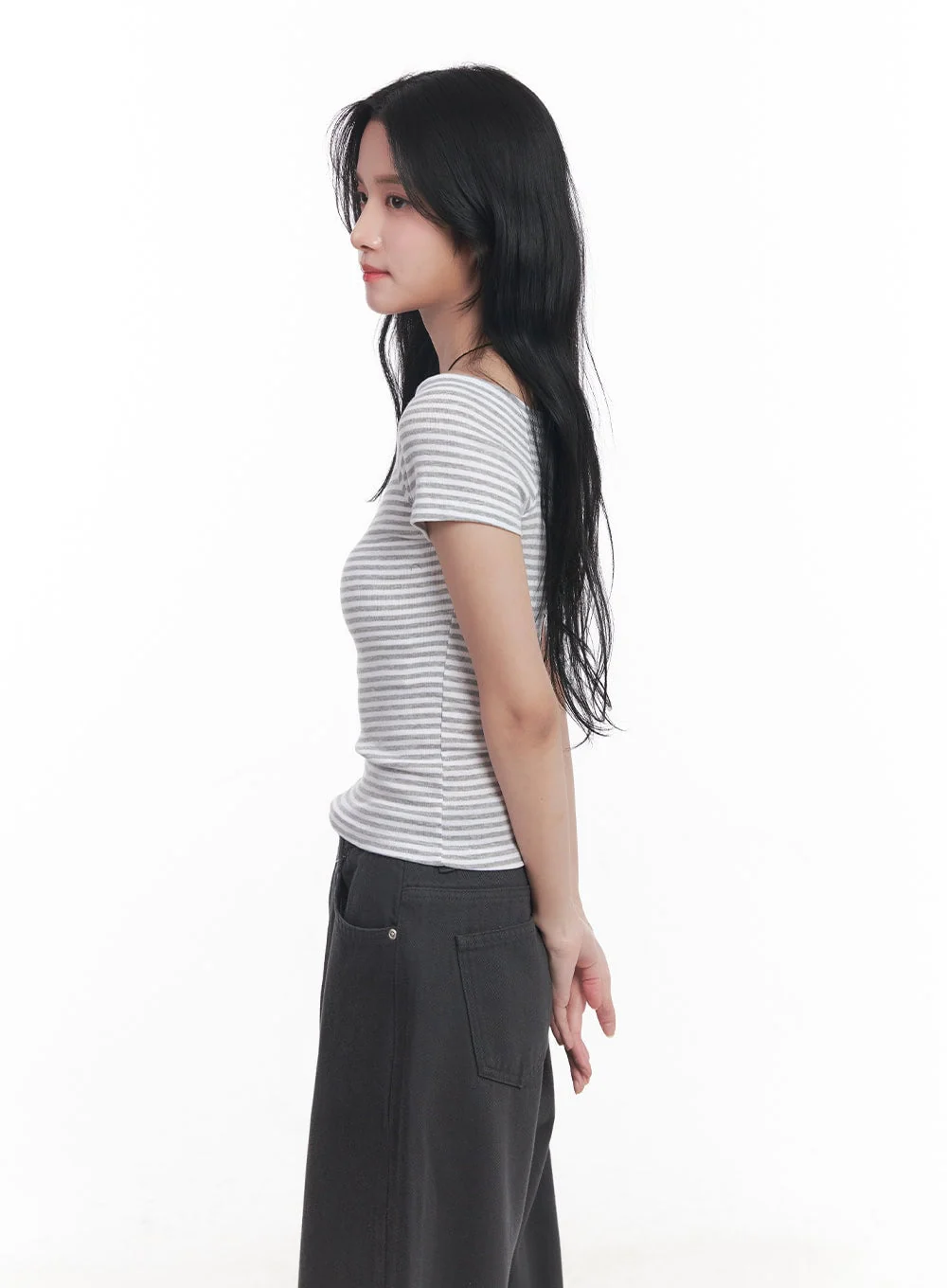 Stripe Off-Shoulder Top  CY526 - Image 5