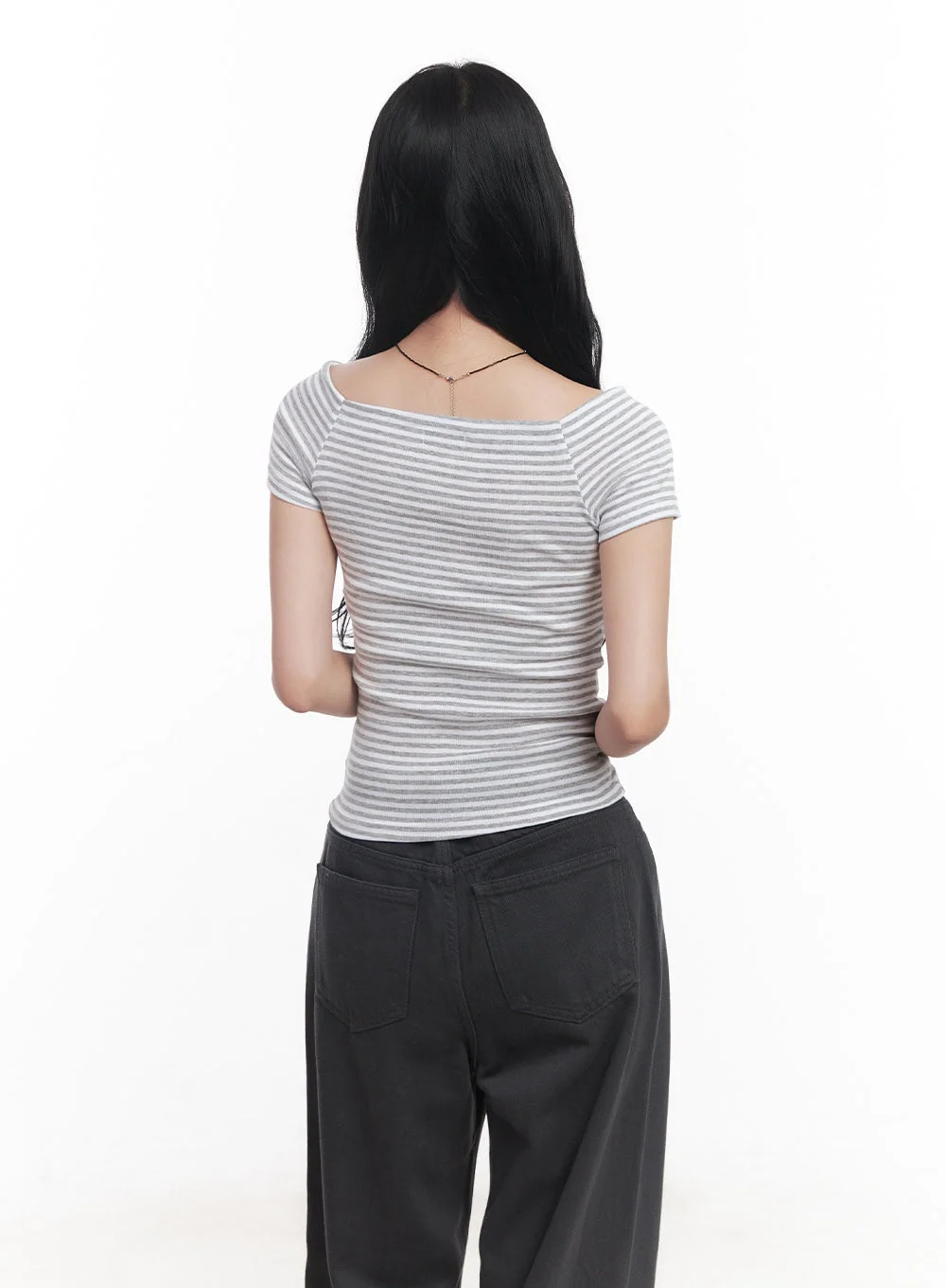 Stripe Off-Shoulder Top  CY526 - Image 6