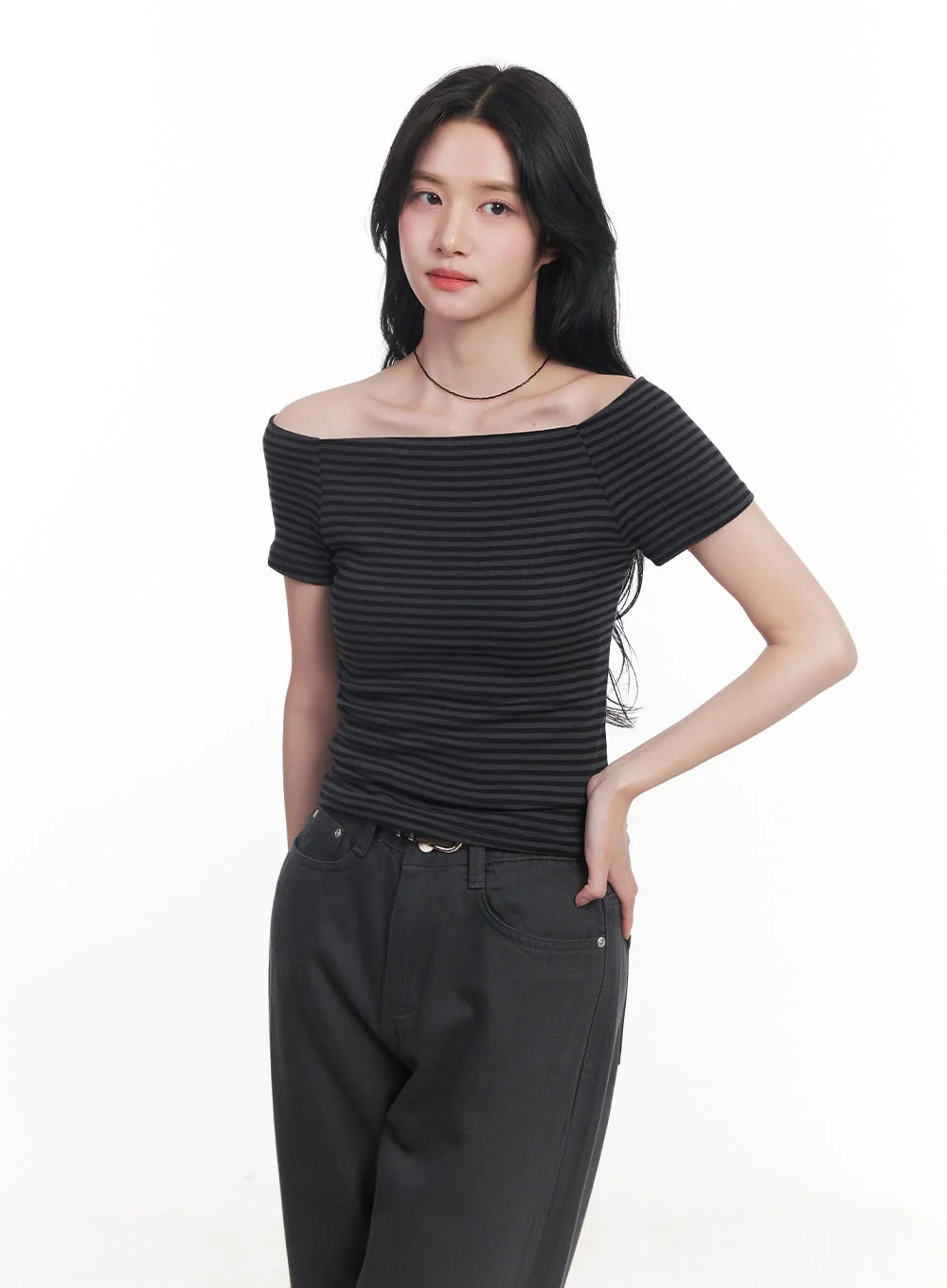 Stripe Off-Shoulder Top  CY526 - Image 8