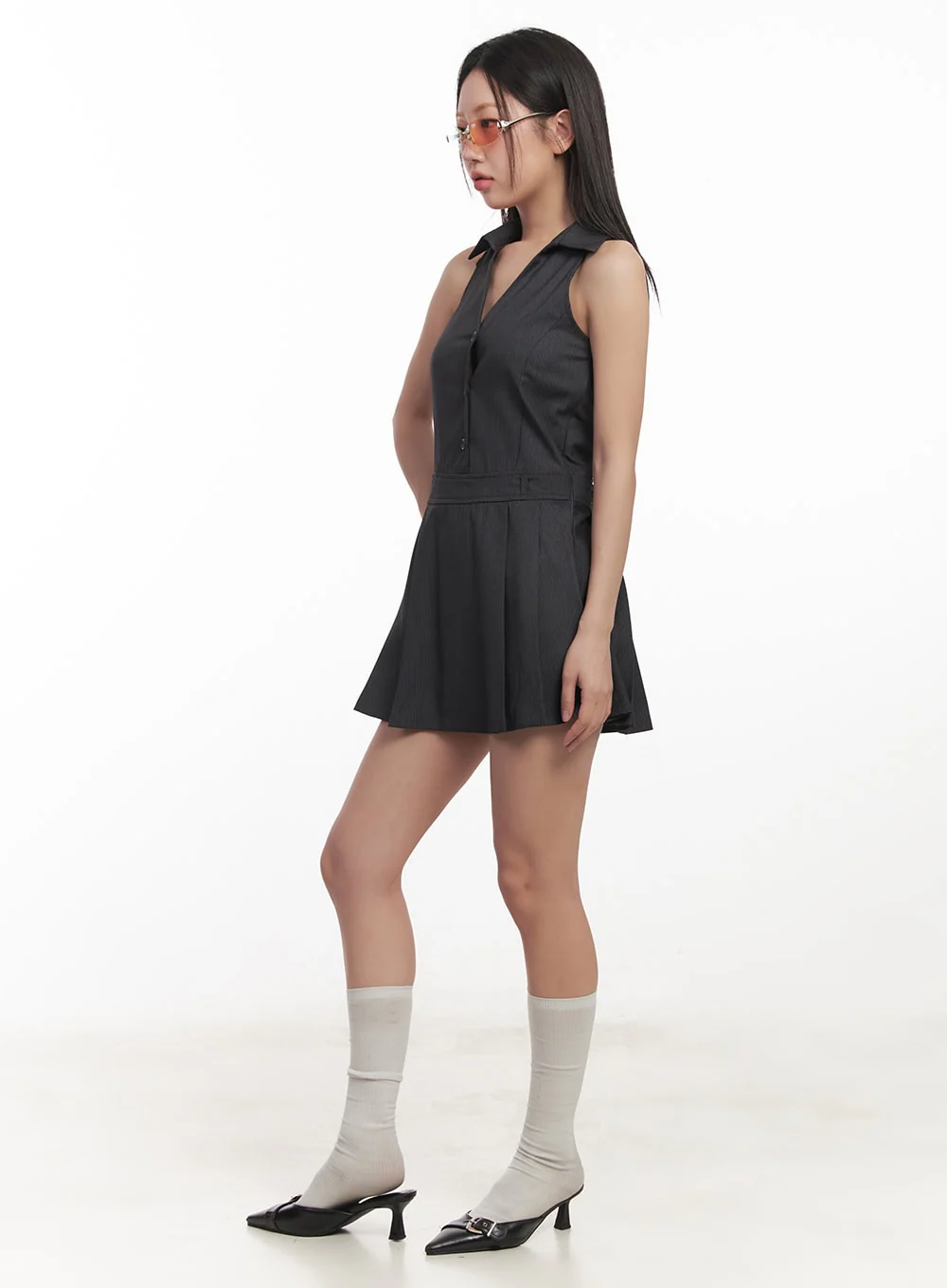 Stripe Pleated Halter Neck Dress CA518 - Image 5
