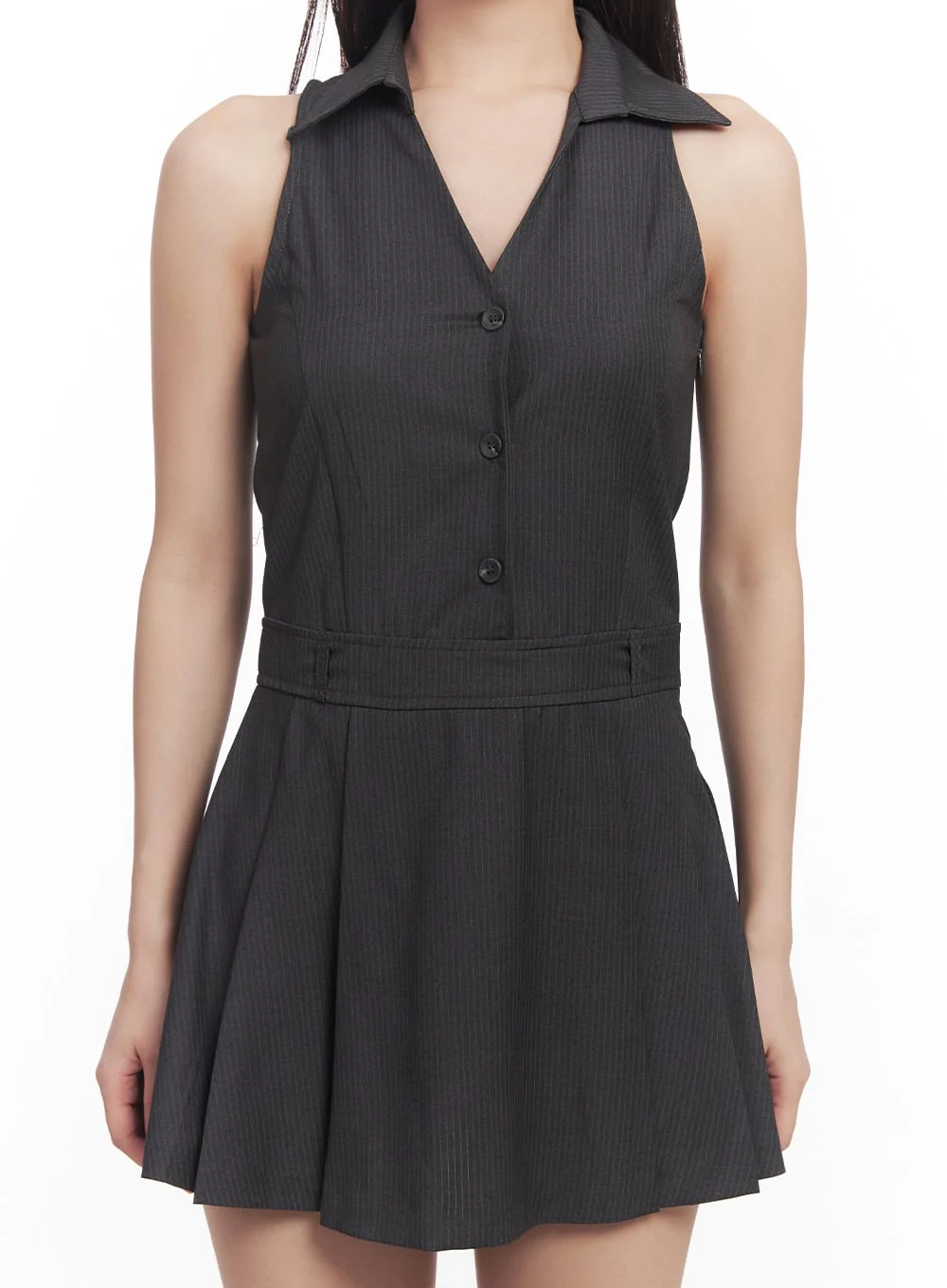 Stripe Pleated Halter Neck Dress CA518 - Image 7