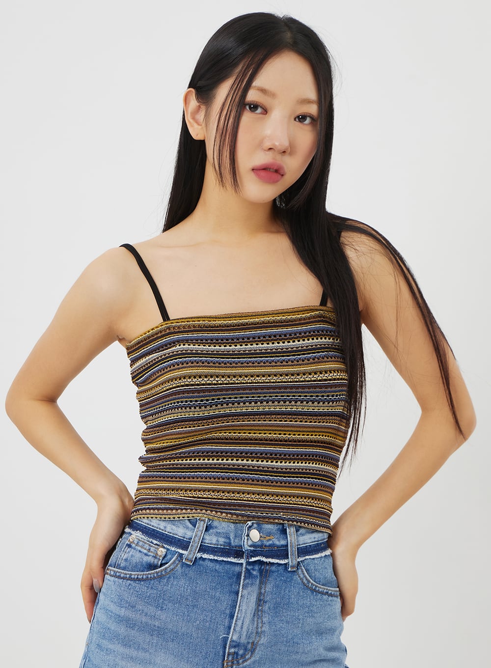 Stripe Thin Strap Top BF323 - Image 4