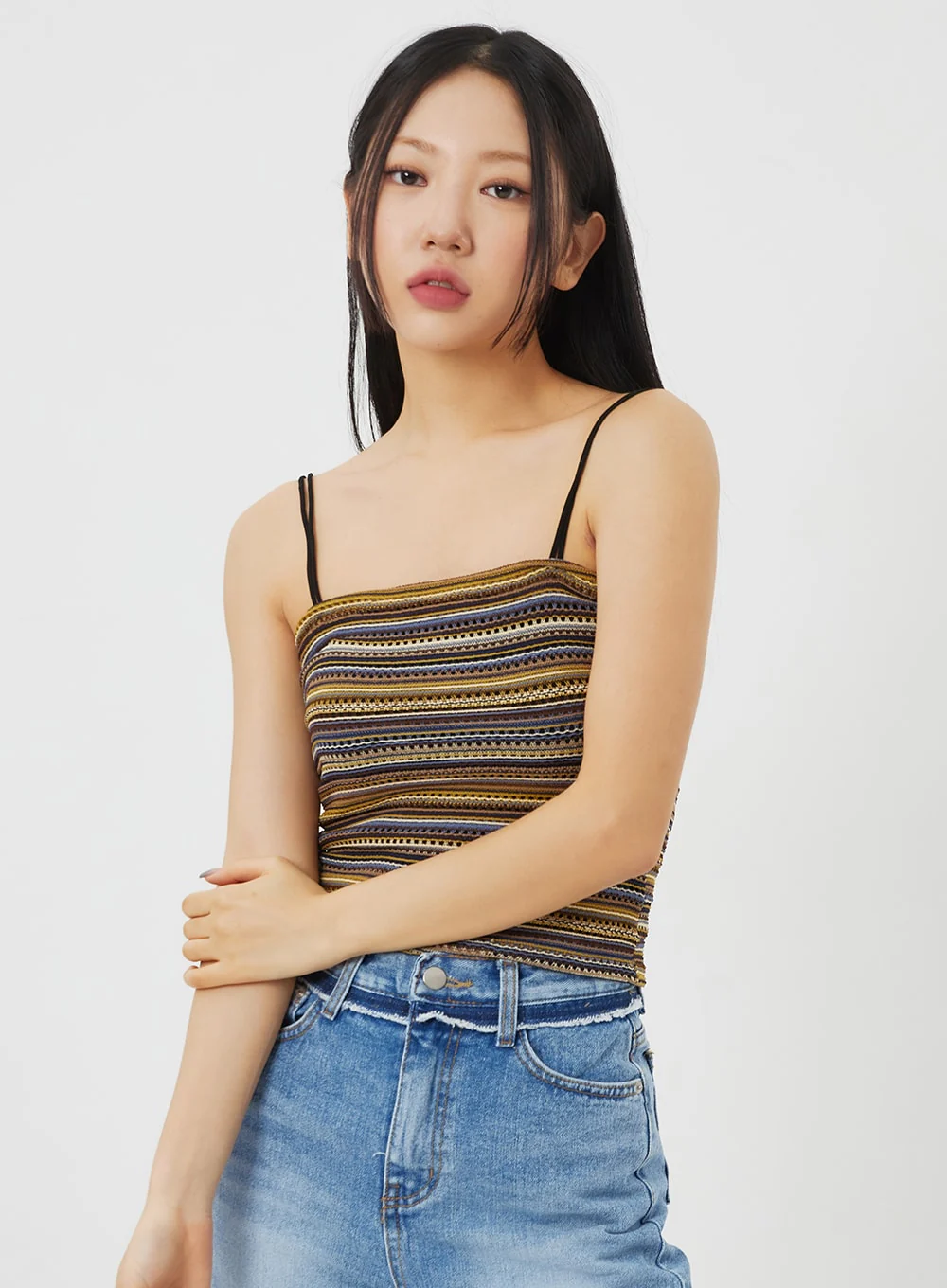 Stripe Thin Strap Top BF323 - Image 5