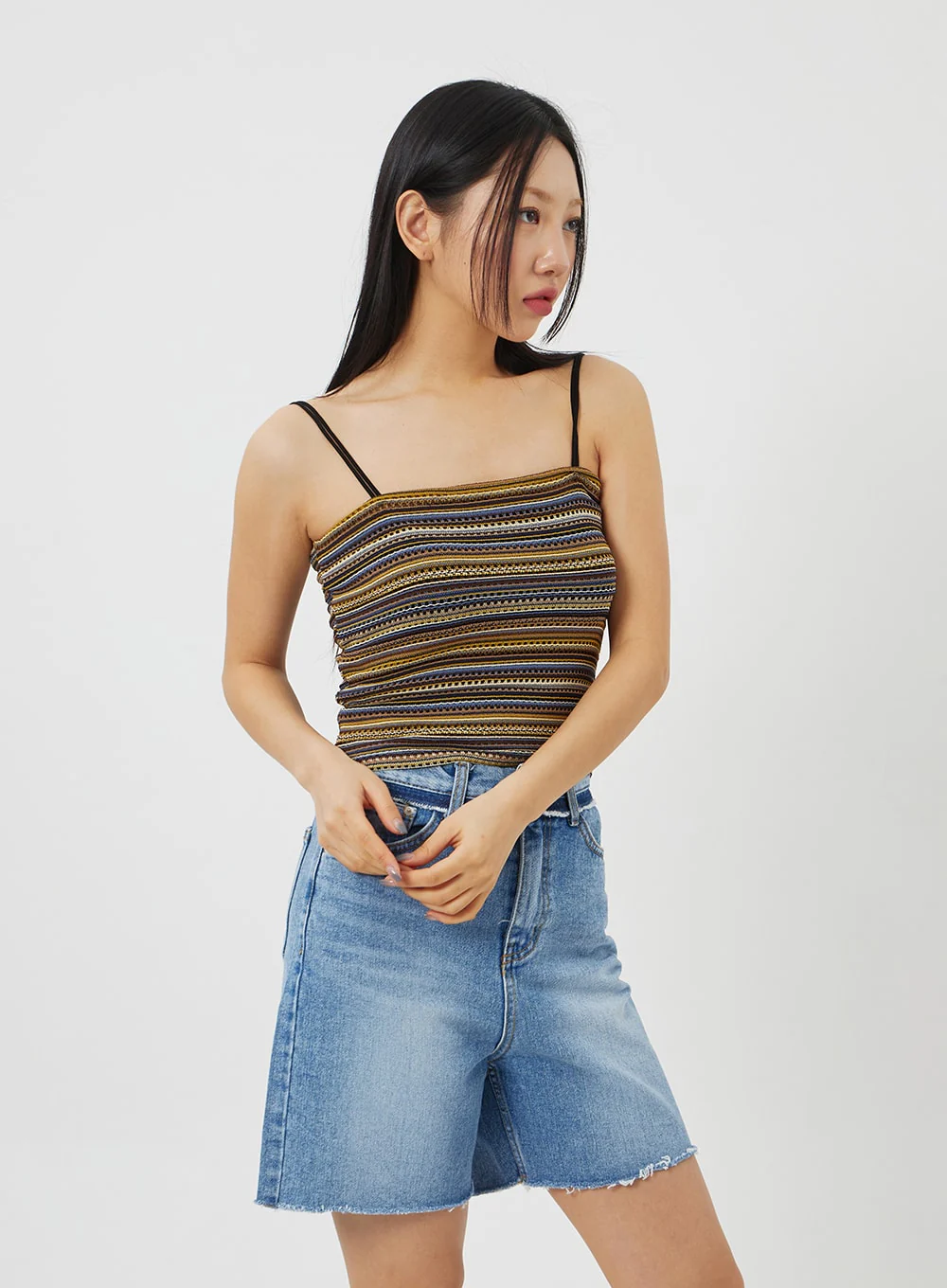 Stripe Thin Strap Top BF323 - Image 6