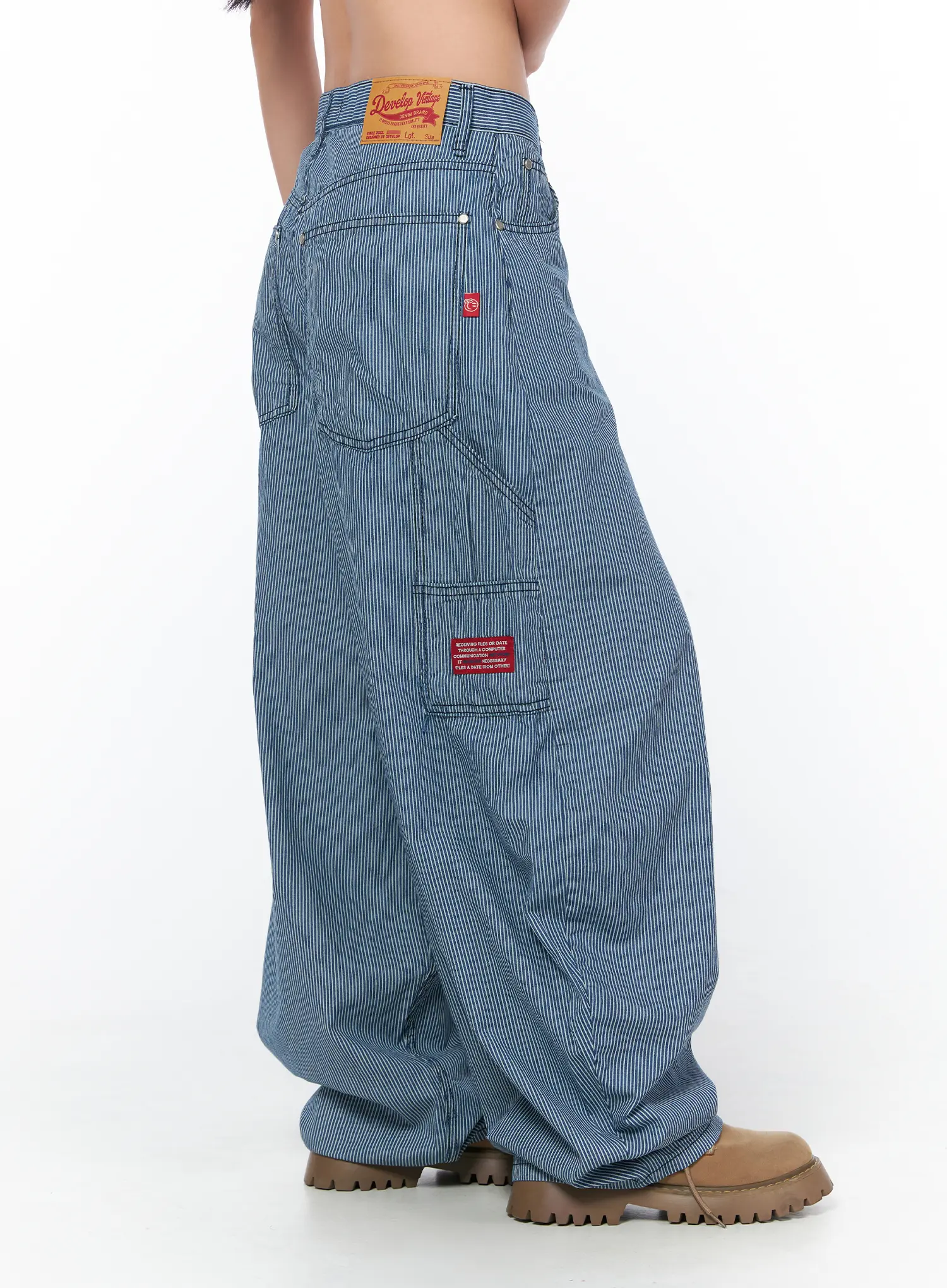 Stripe Wide Cotton Pants CY513 - Image 3