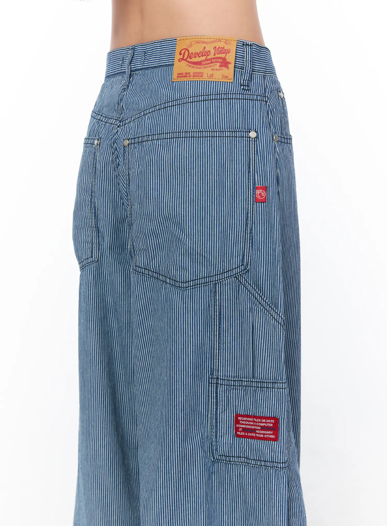 Stripe Wide Cotton Pants CY513 - Image 9