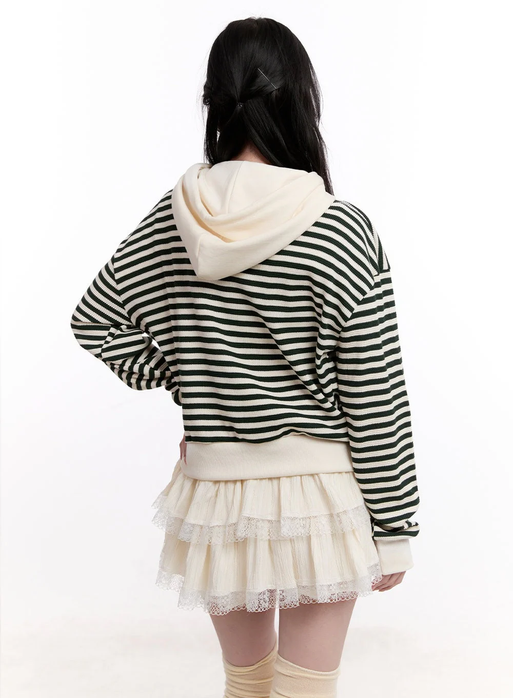 Stripe Zip-Up Hooded Knit Jacket CM527 - Image 5