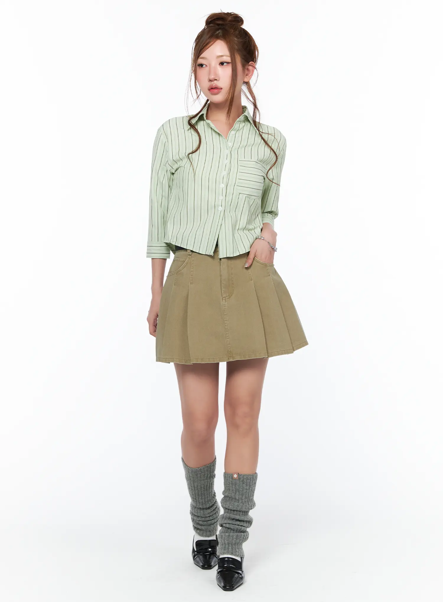 Striped 3/4 Sleeve Shirt CA514 - Image 2