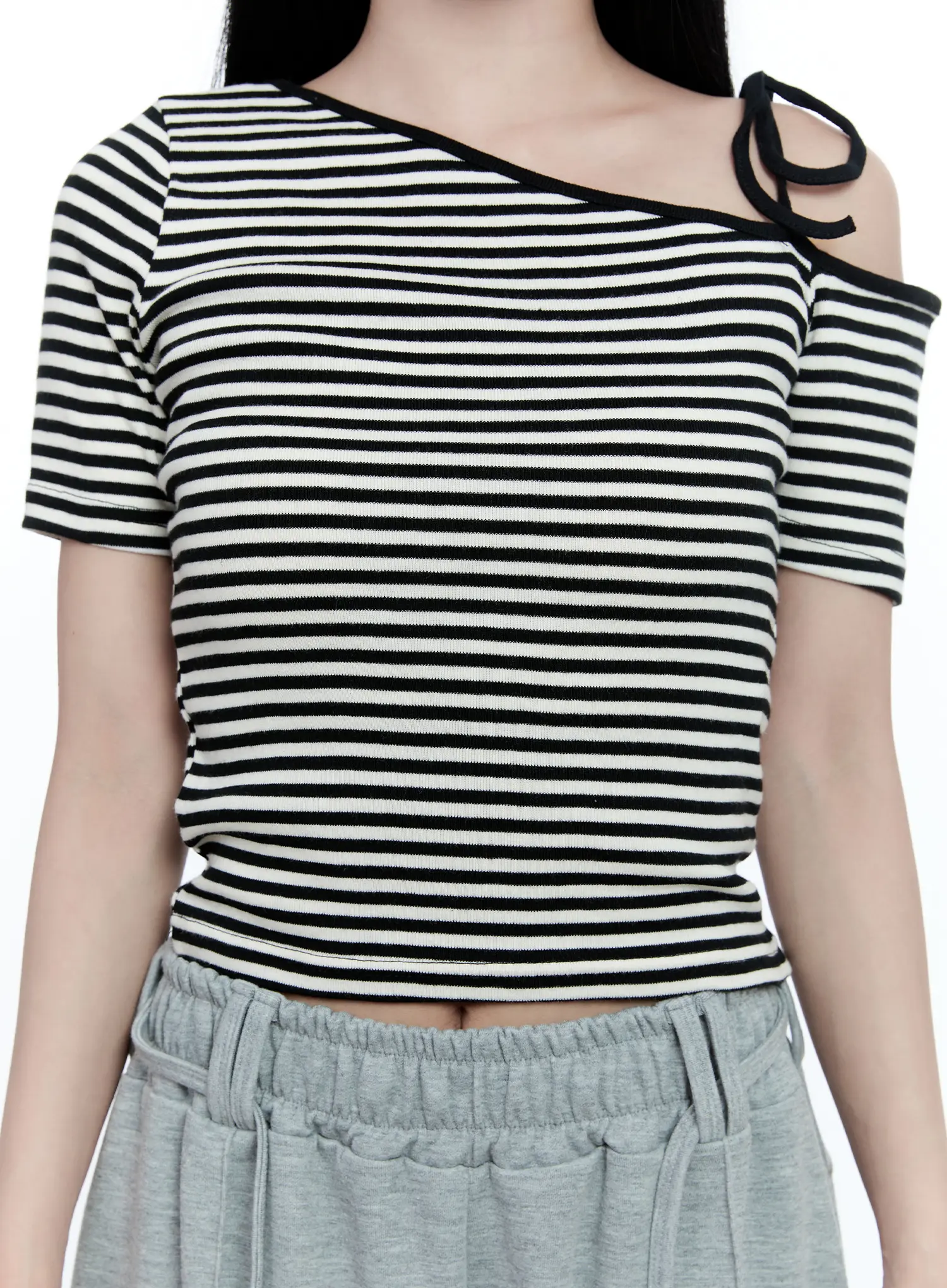 Striped Asymmetric Ribbon Tee CG507 - Image 3