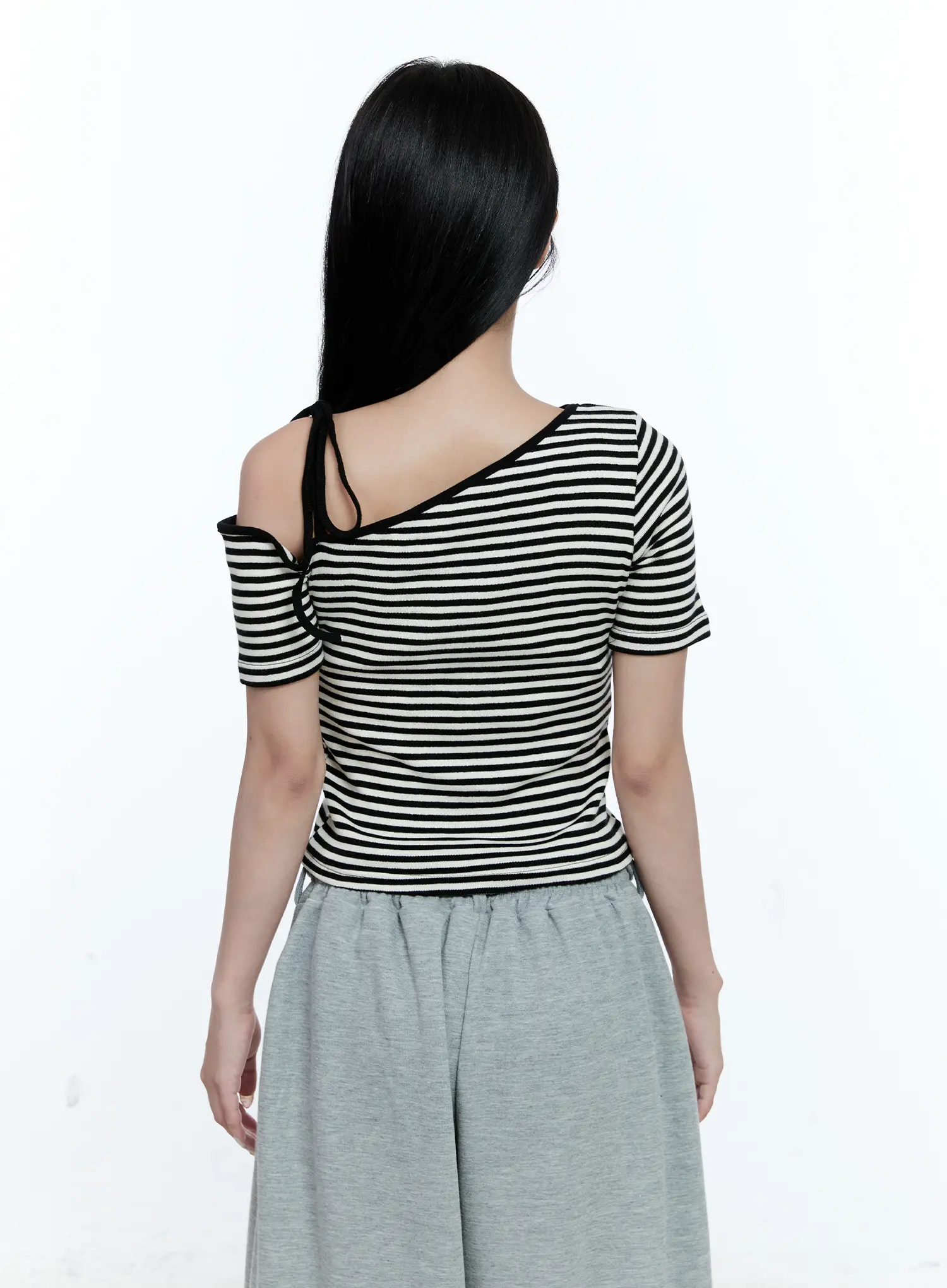 Striped Asymmetric Ribbon Tee CG507 - Image 7