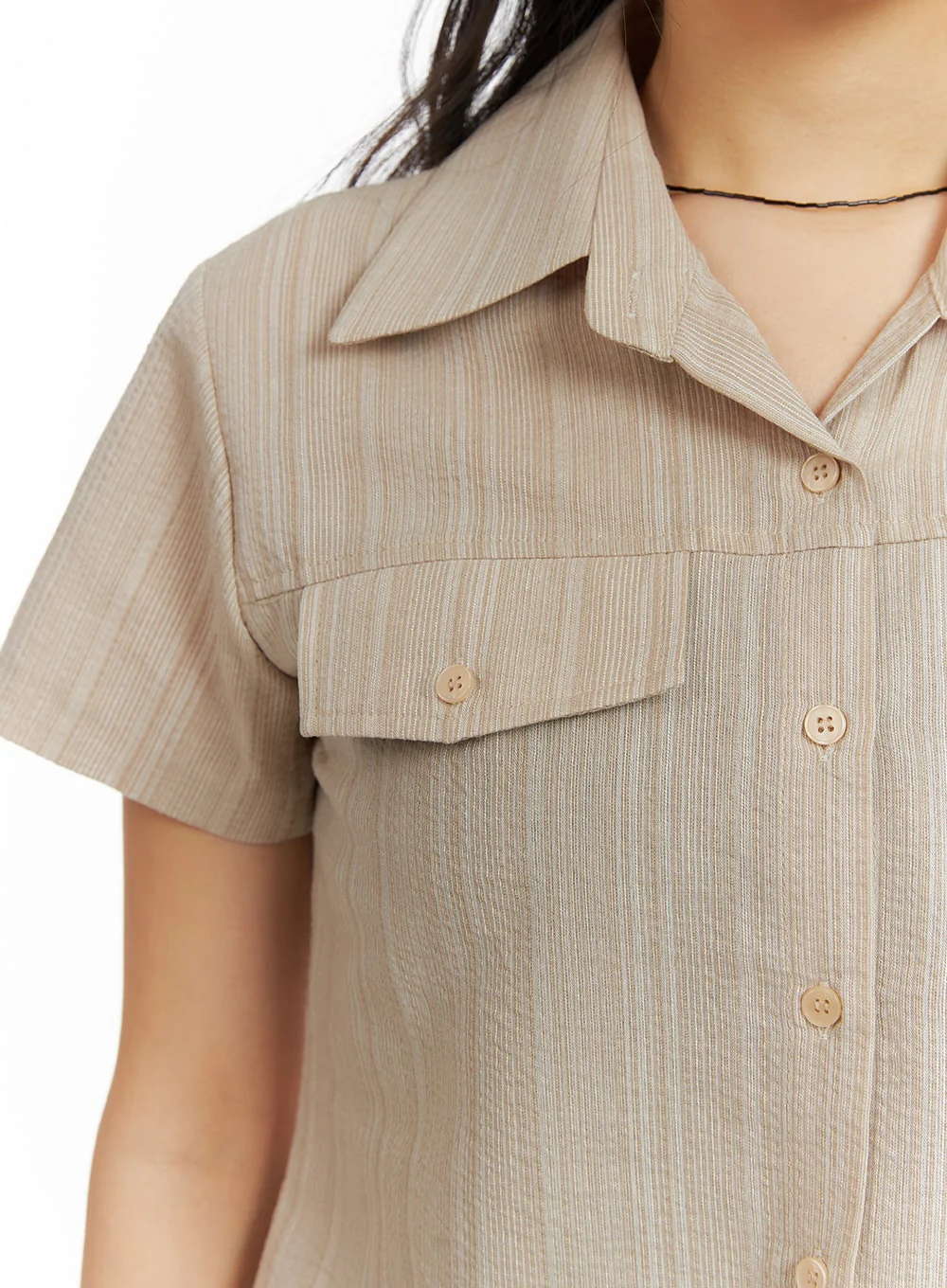 Striped Button-Up Short Sleeve CM425 - Image 5