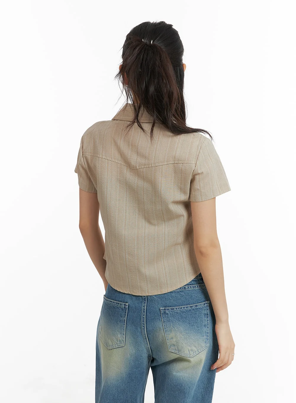 Striped Button-Up Short Sleeve CM425 - Image 6